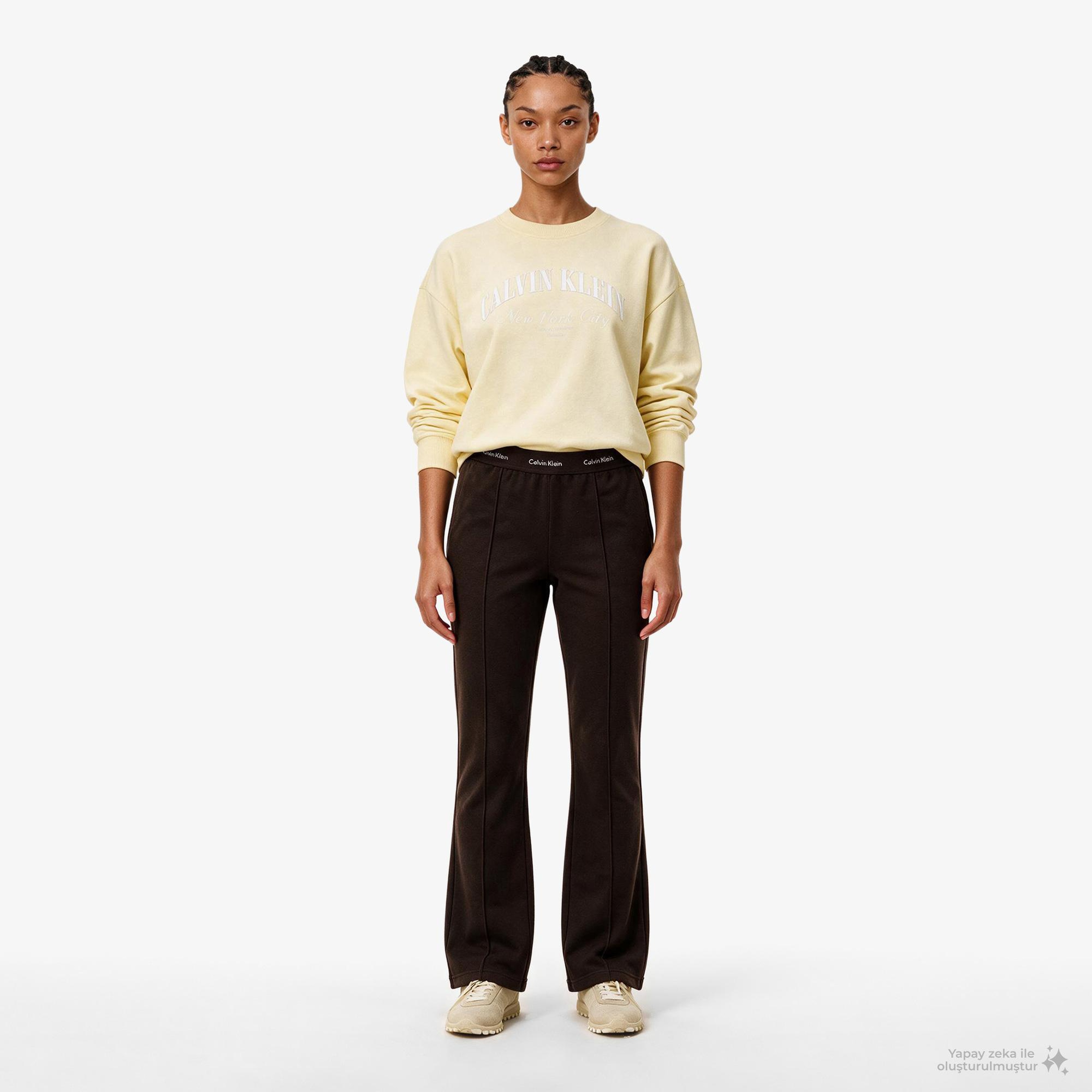 Calvin Klein Terry Logo Waistband Track Kadın Kahverengi Eşofman Altı