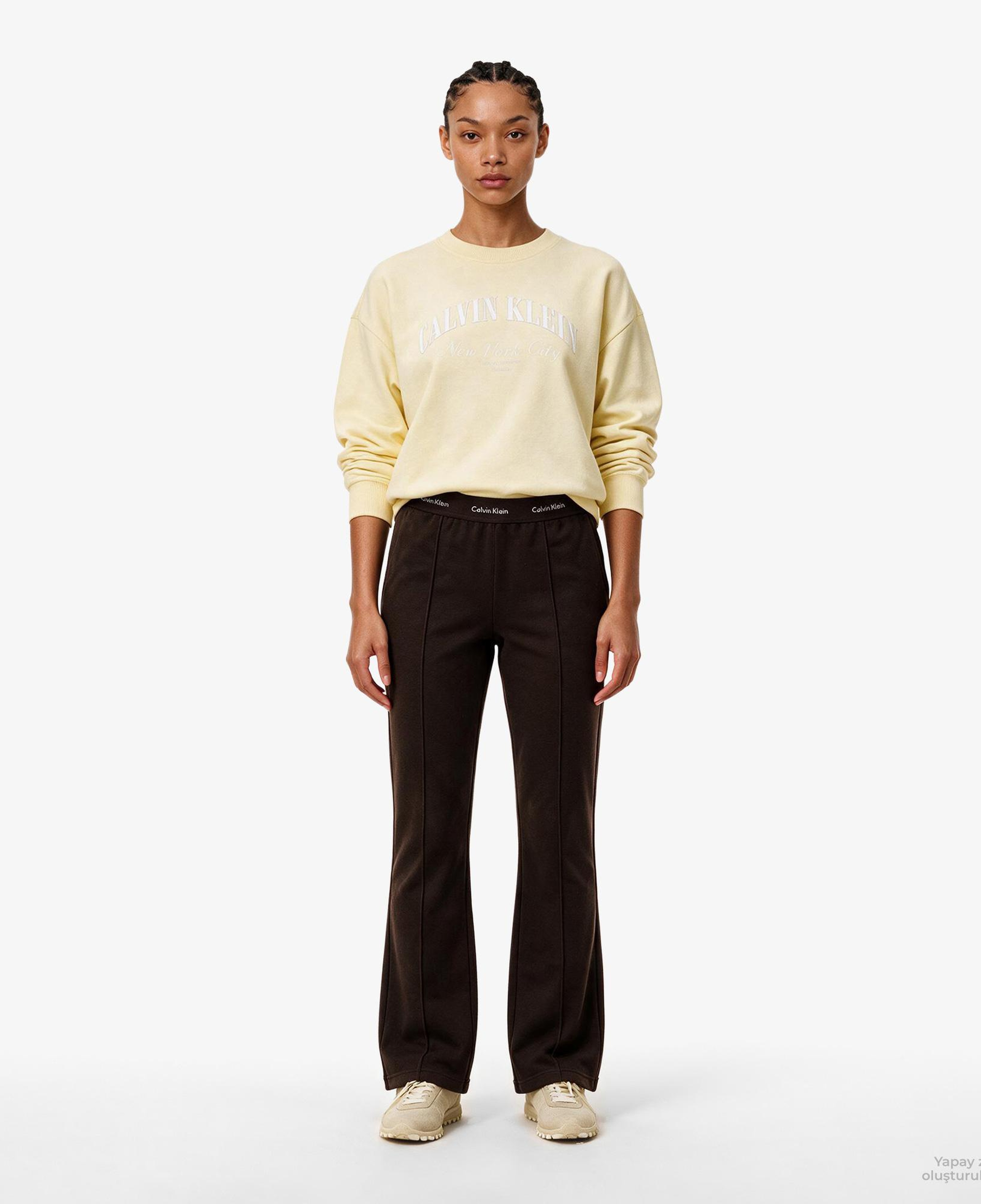 Calvin Klein Terry Logo Waistband Track Kadın Kahverengi Eşofman Altı