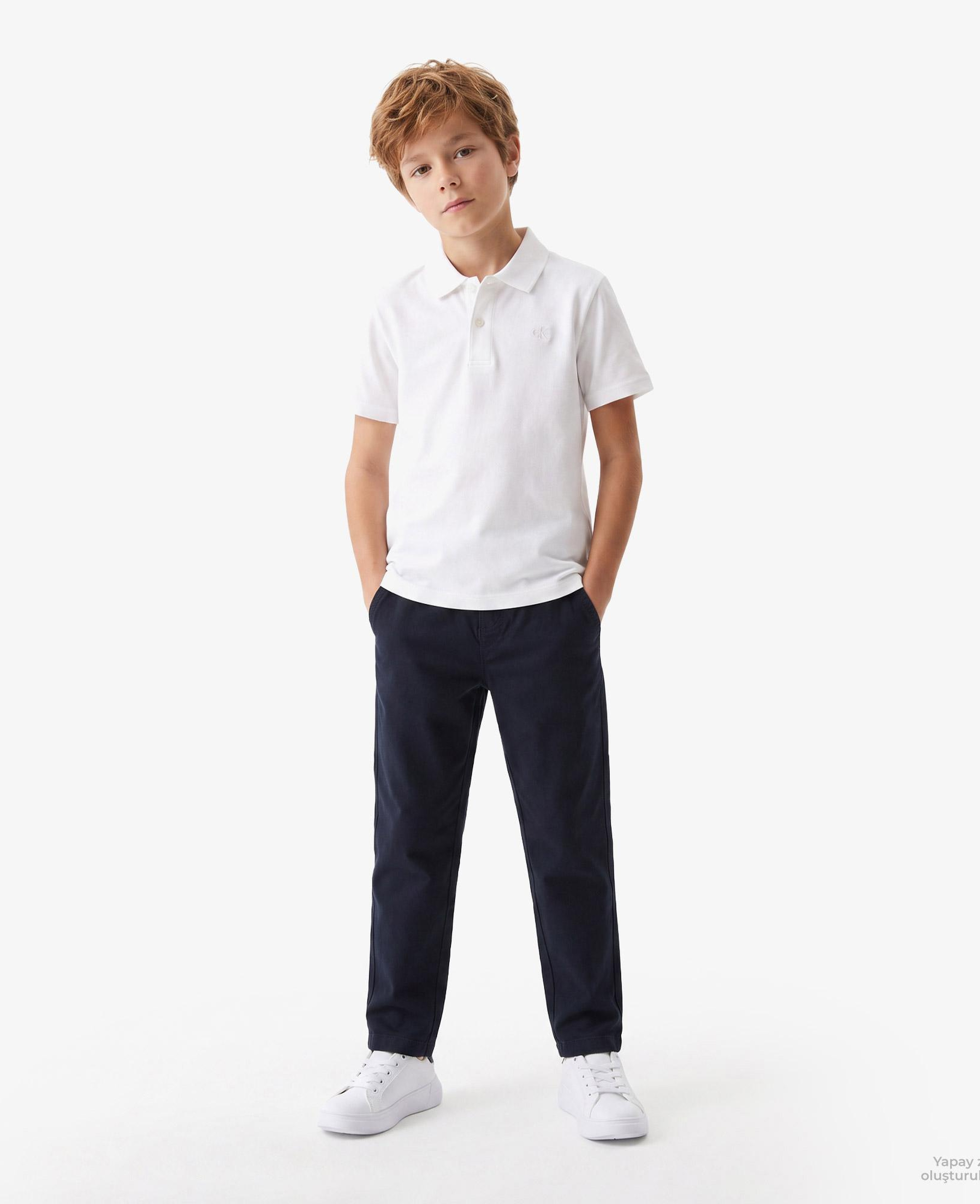 Calvin Klein Solid Pique Çocuk Beyaz Polo