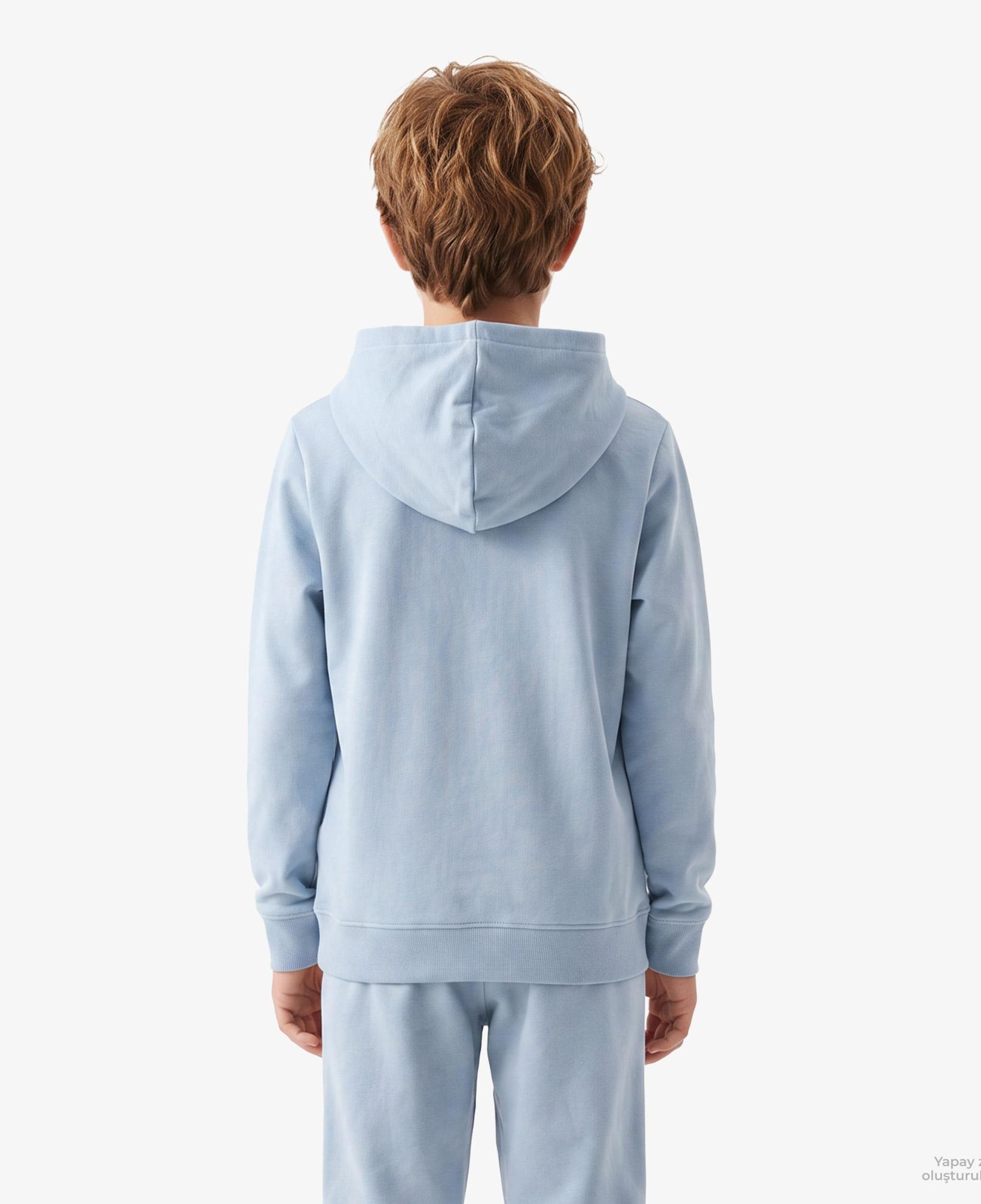 Calvin Klein Terry Woven Label Çocuk Mavi Sweatshirt