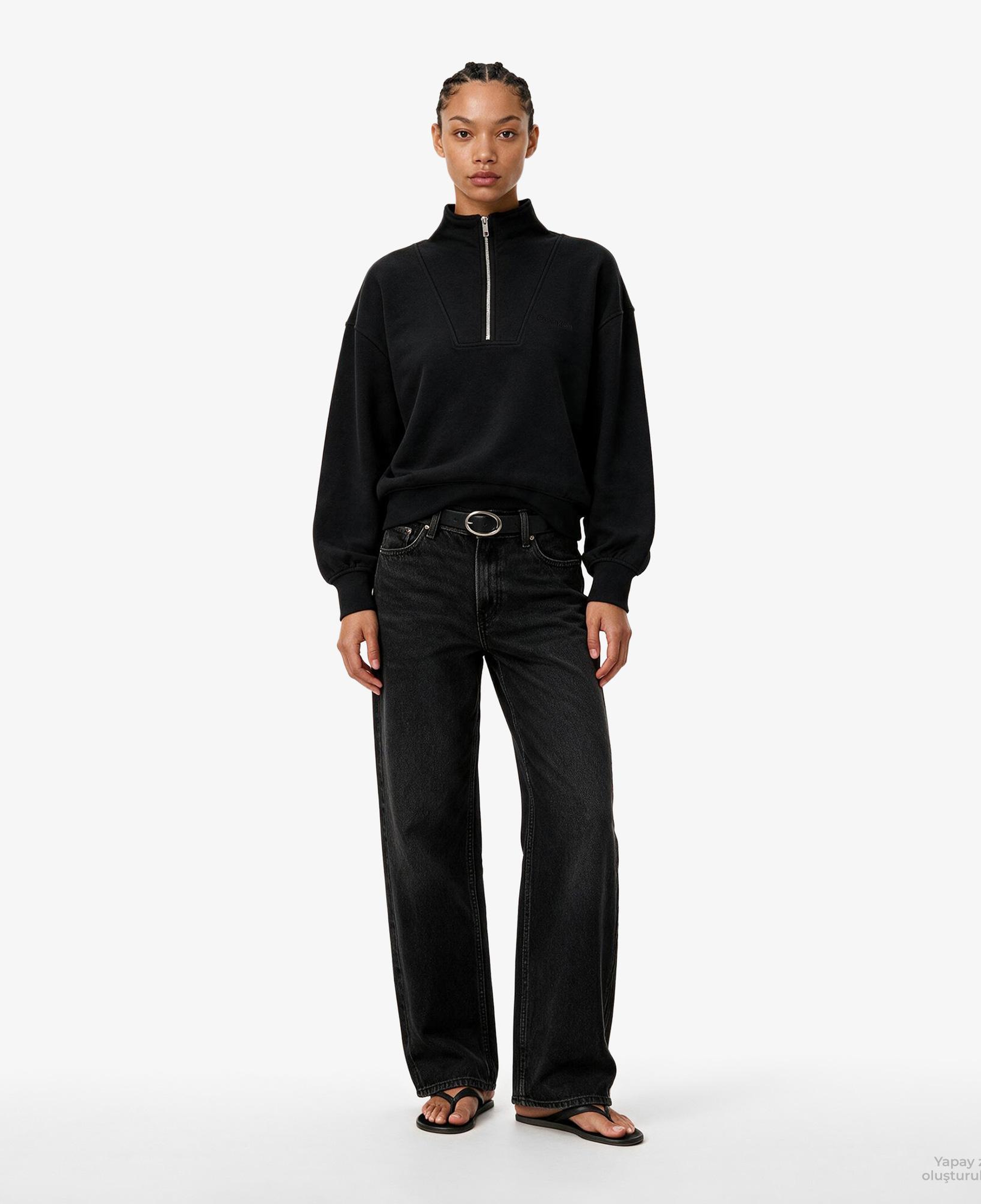 Calvin Klein French Terry Standard Logo To Kadın Siyah Sweatshirt