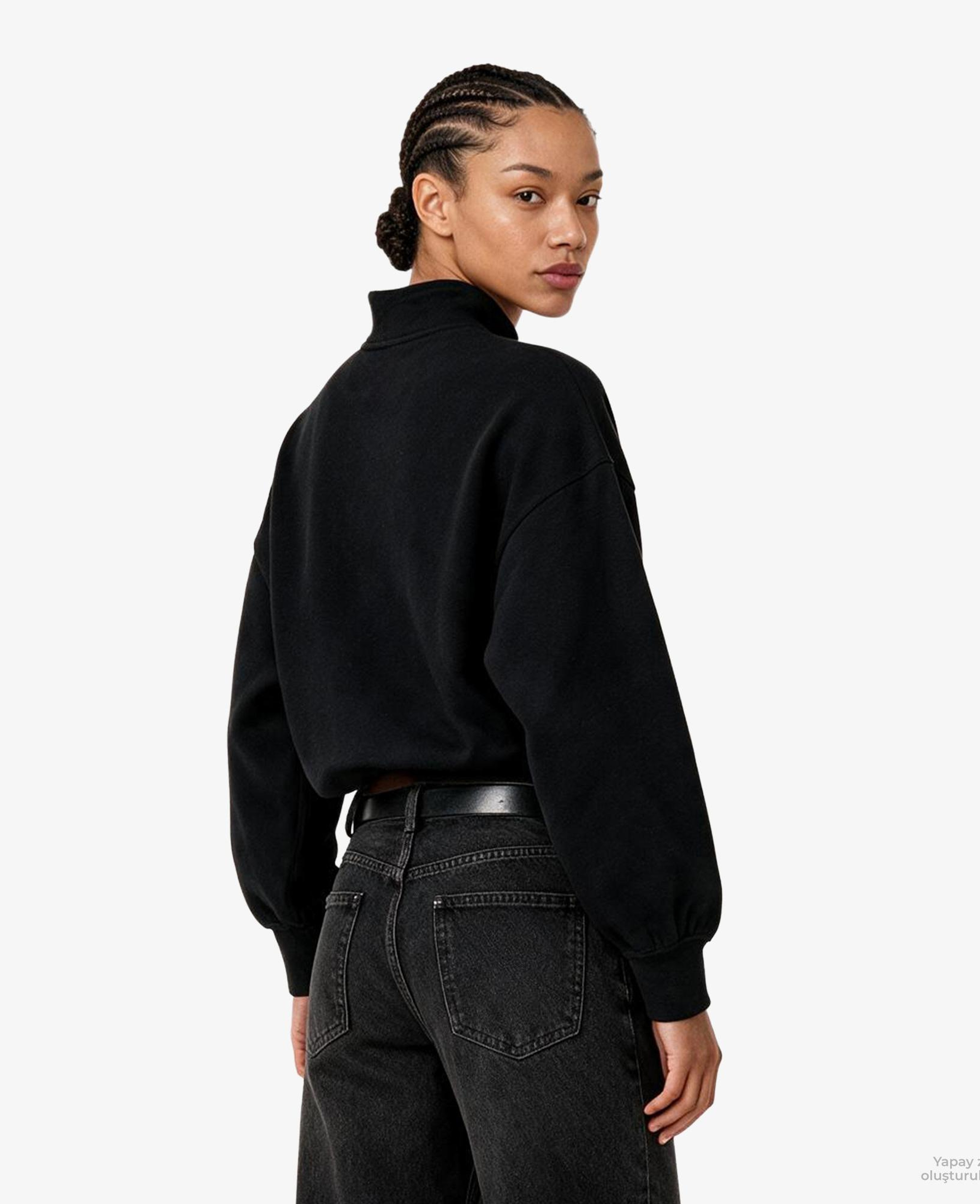 Calvin Klein French Terry Standard Logo To Kadın Siyah Sweatshirt