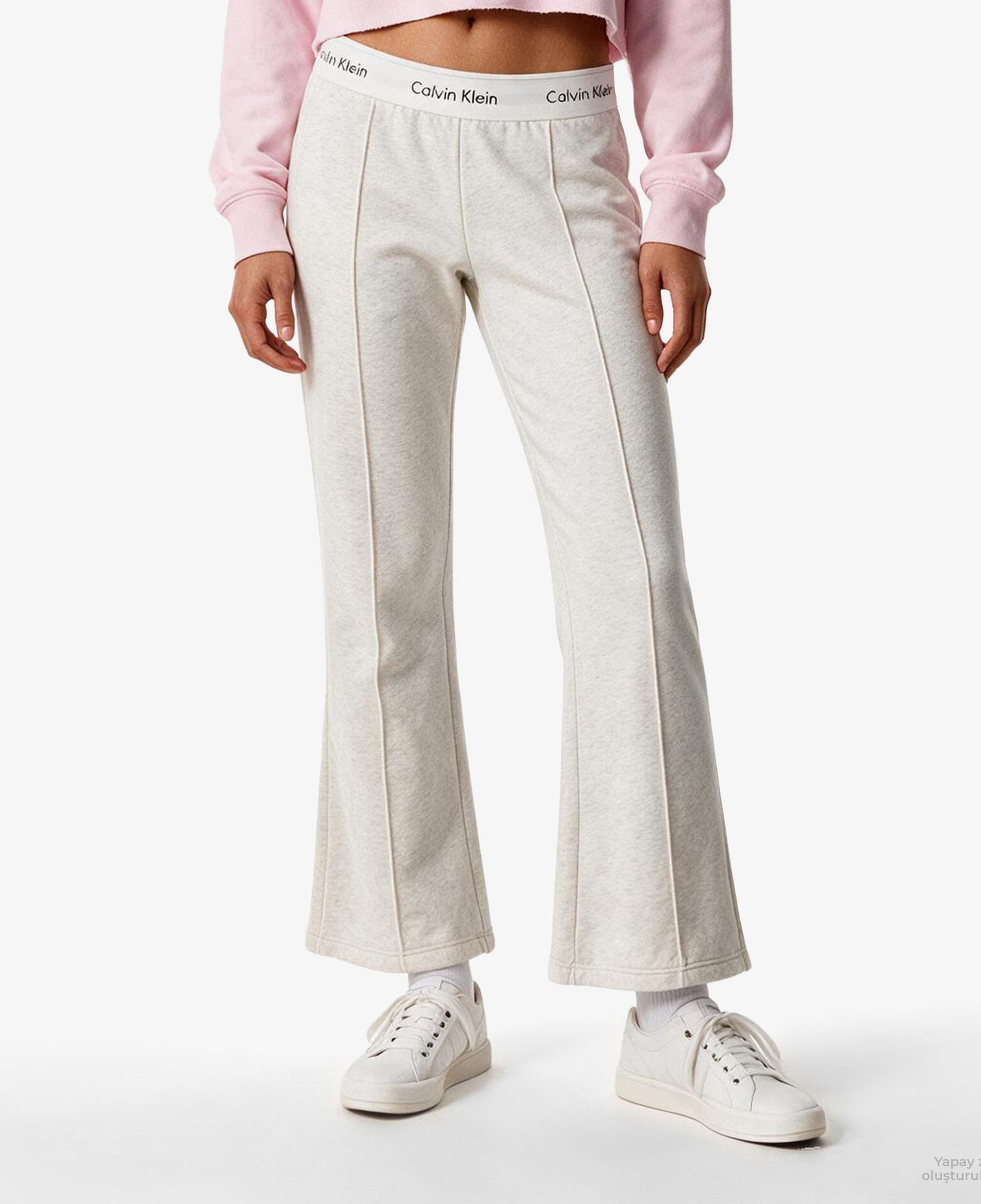 Calvin Klein Terry Logo Waistband Track Kadın Gri Eşofman Altı