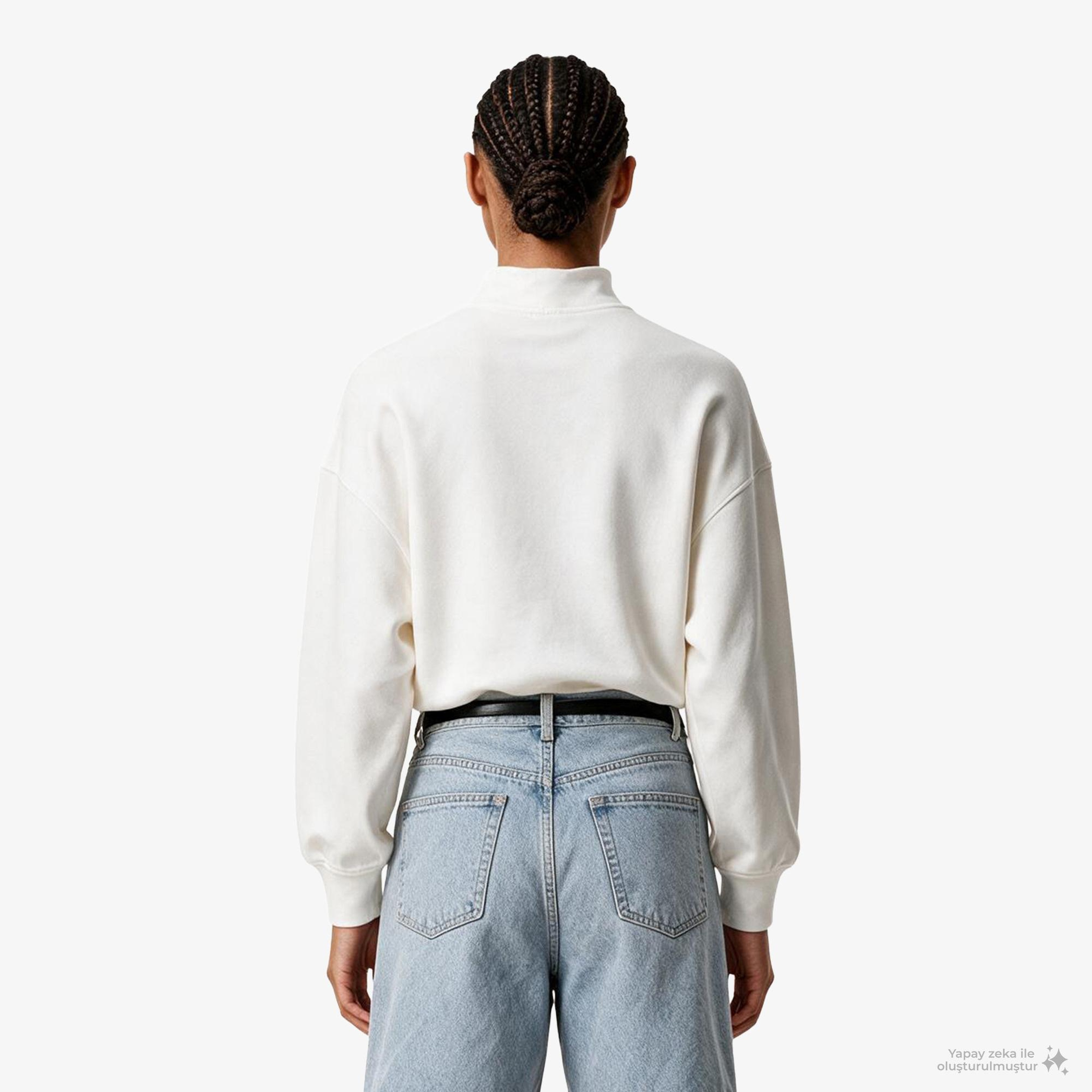 Calvin Klein French Terry Standard Logo To Kadın Beyaz Sweatshirt
