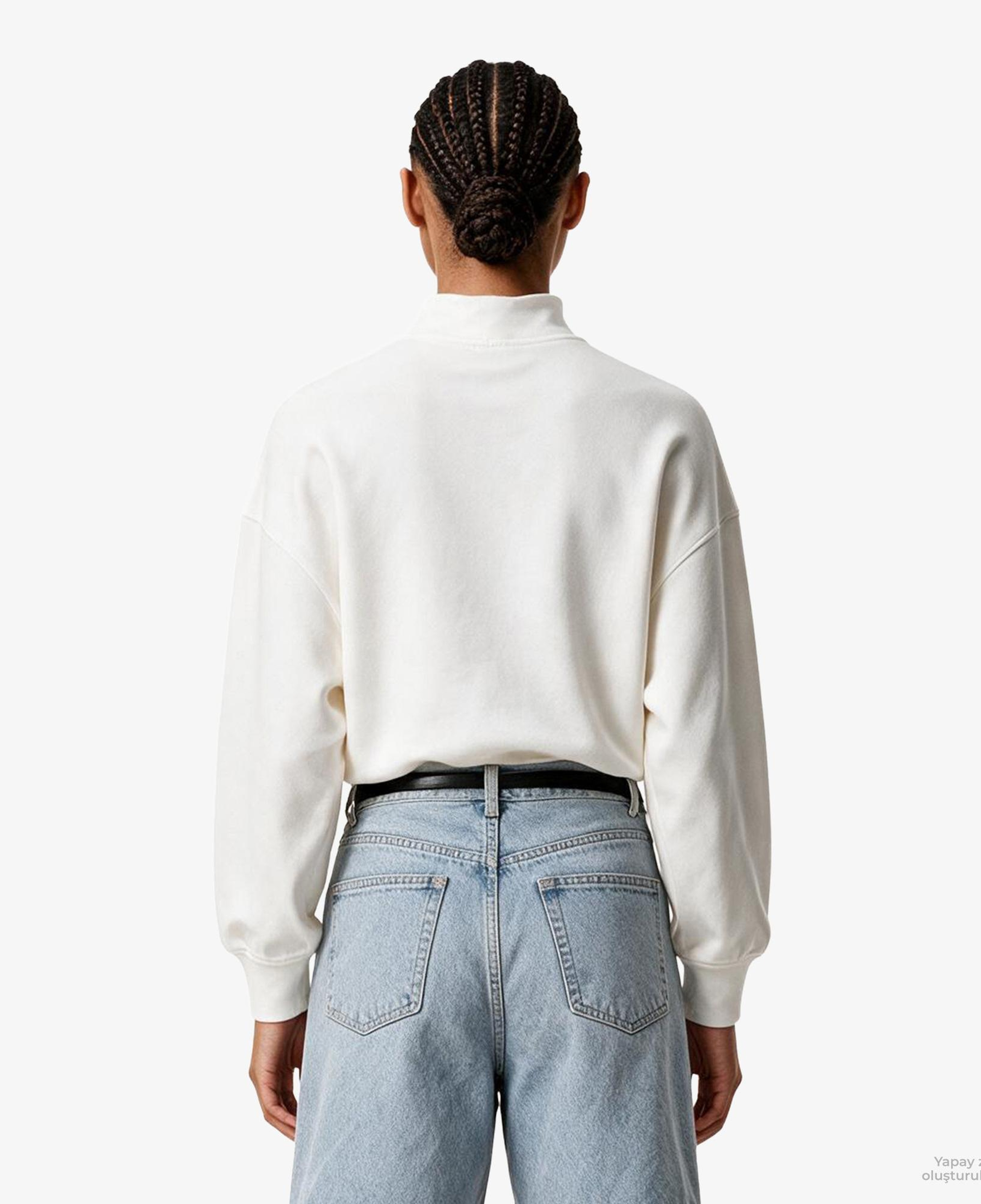 Calvin Klein French Terry Standard Logo To Kadın Beyaz Sweatshirt