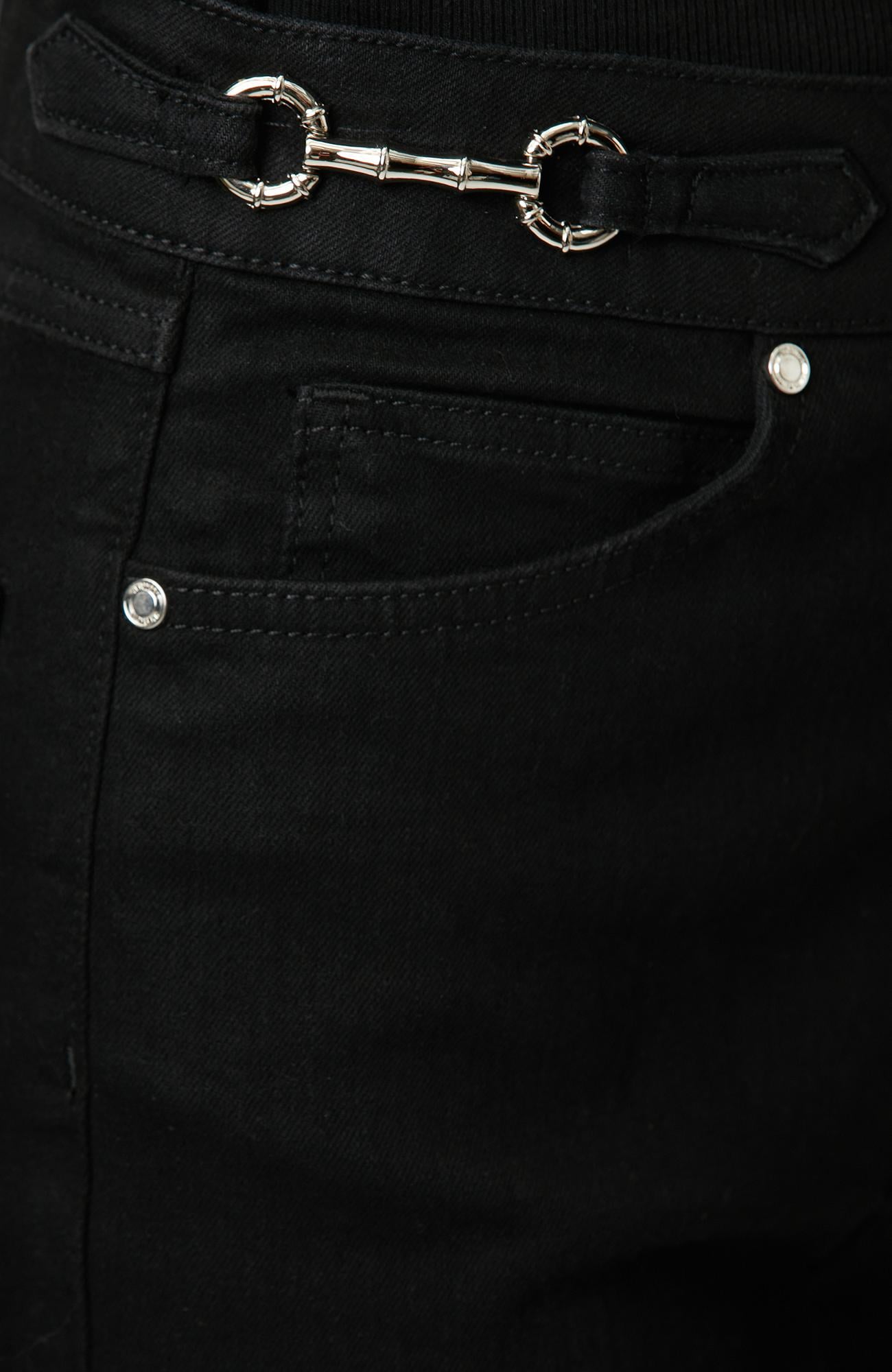 Network Kadın Siyah Aksesuarlı Flare Denim Pantolon