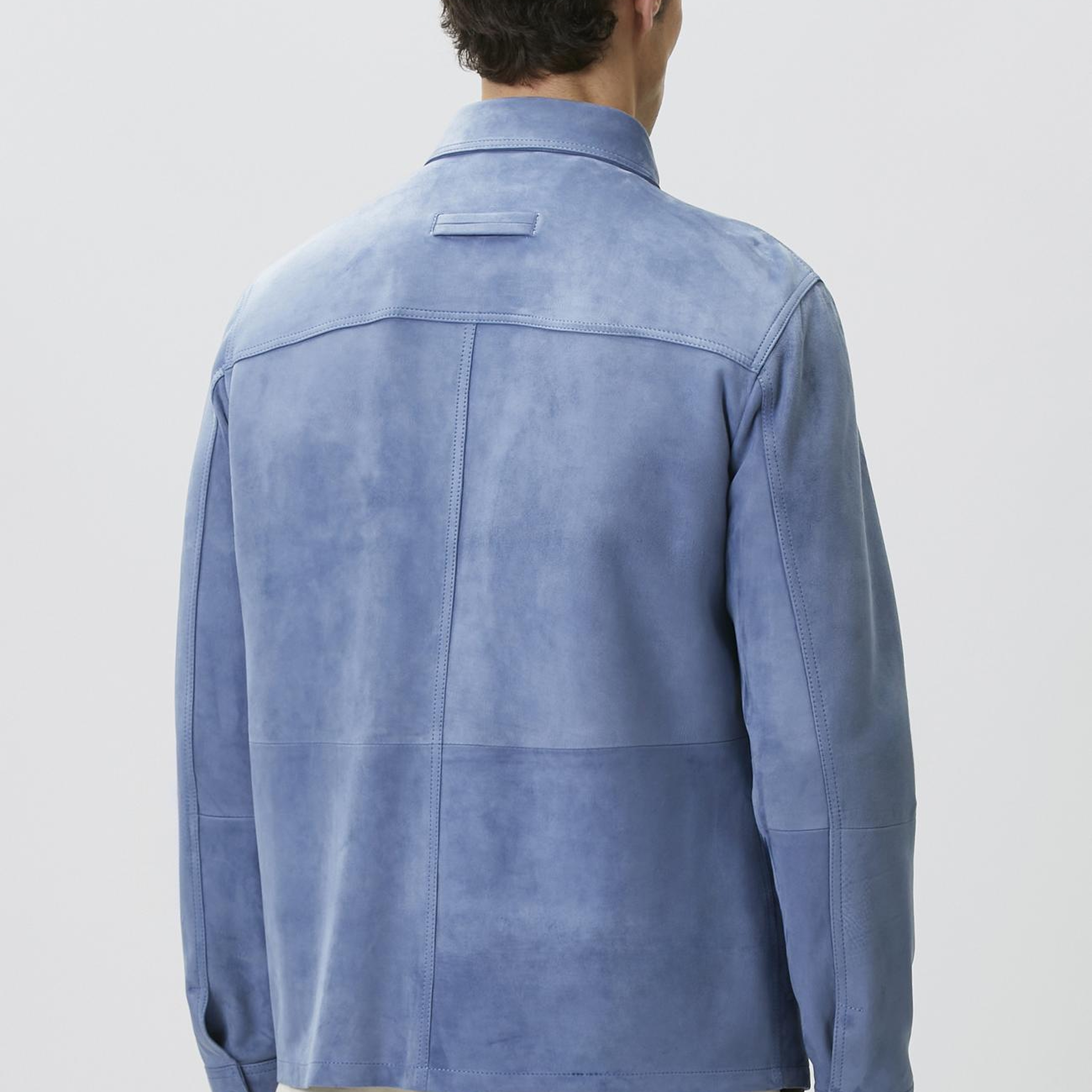 Network Erkek Mavi Süet Deri Mont