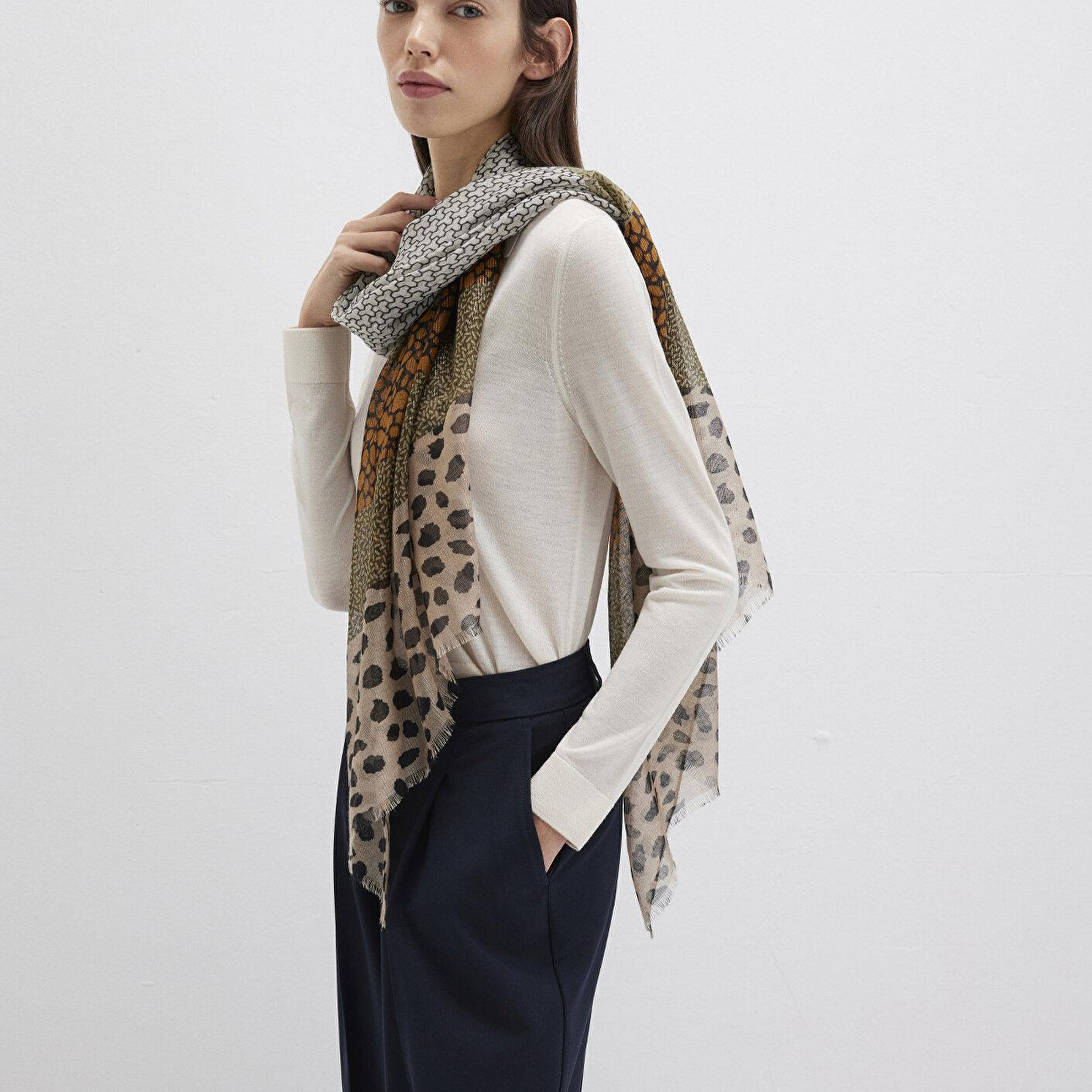 Mavi Leopar Desenli Şal 1912673-87704