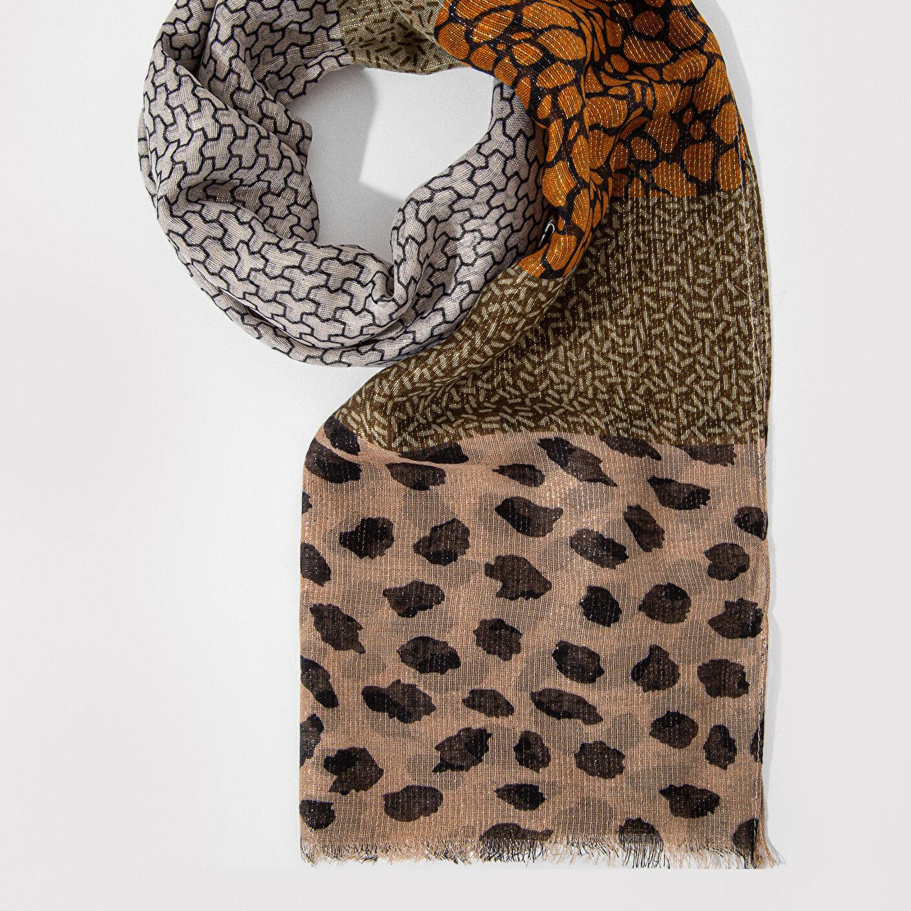 Mavi Leopar Desenli Şal 1912673-87704