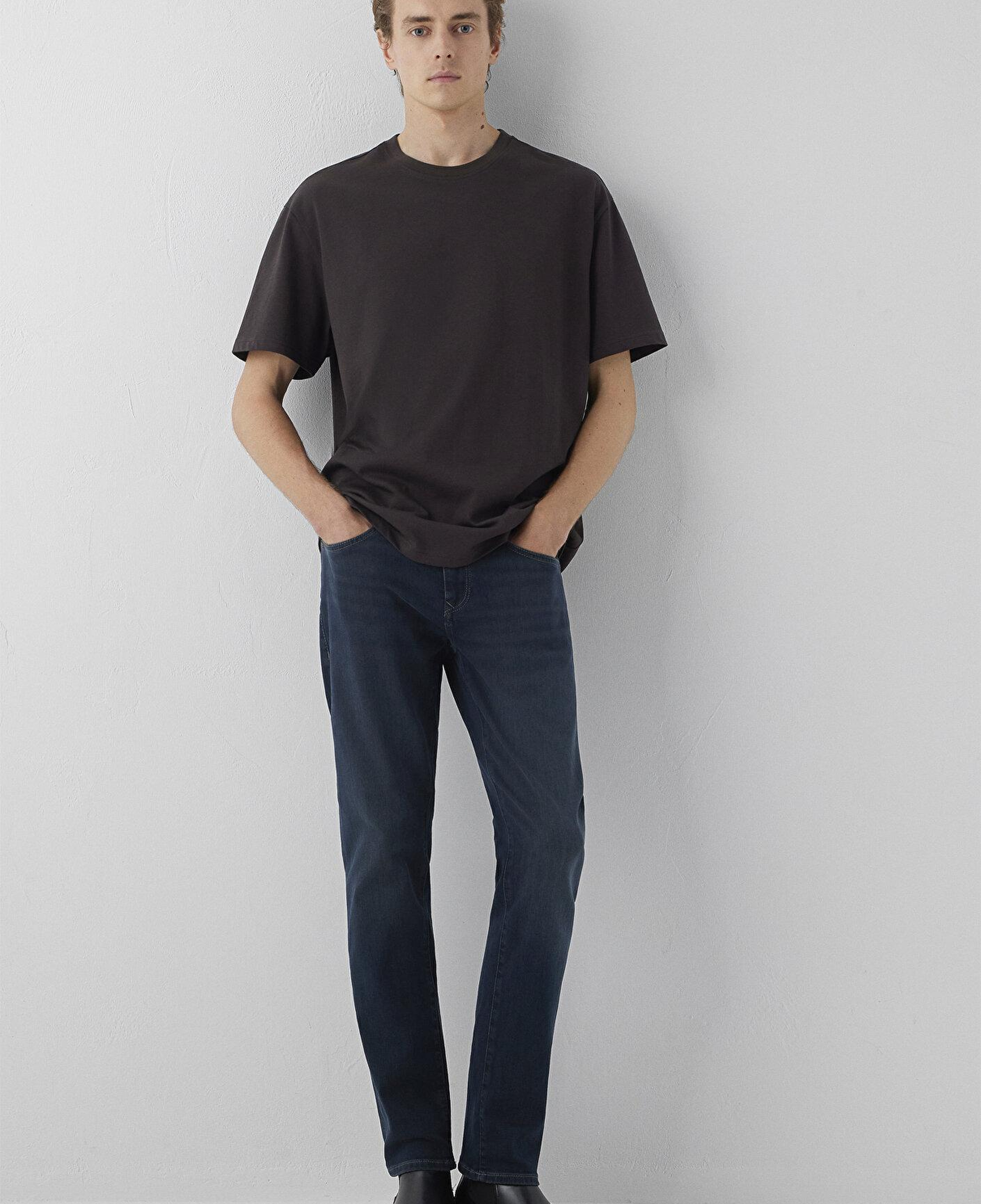 Mavi Bisiklet Yaka Kahverengi Basic Tişört Loose Fit / Bol Rahat Kesim 0611596-70219