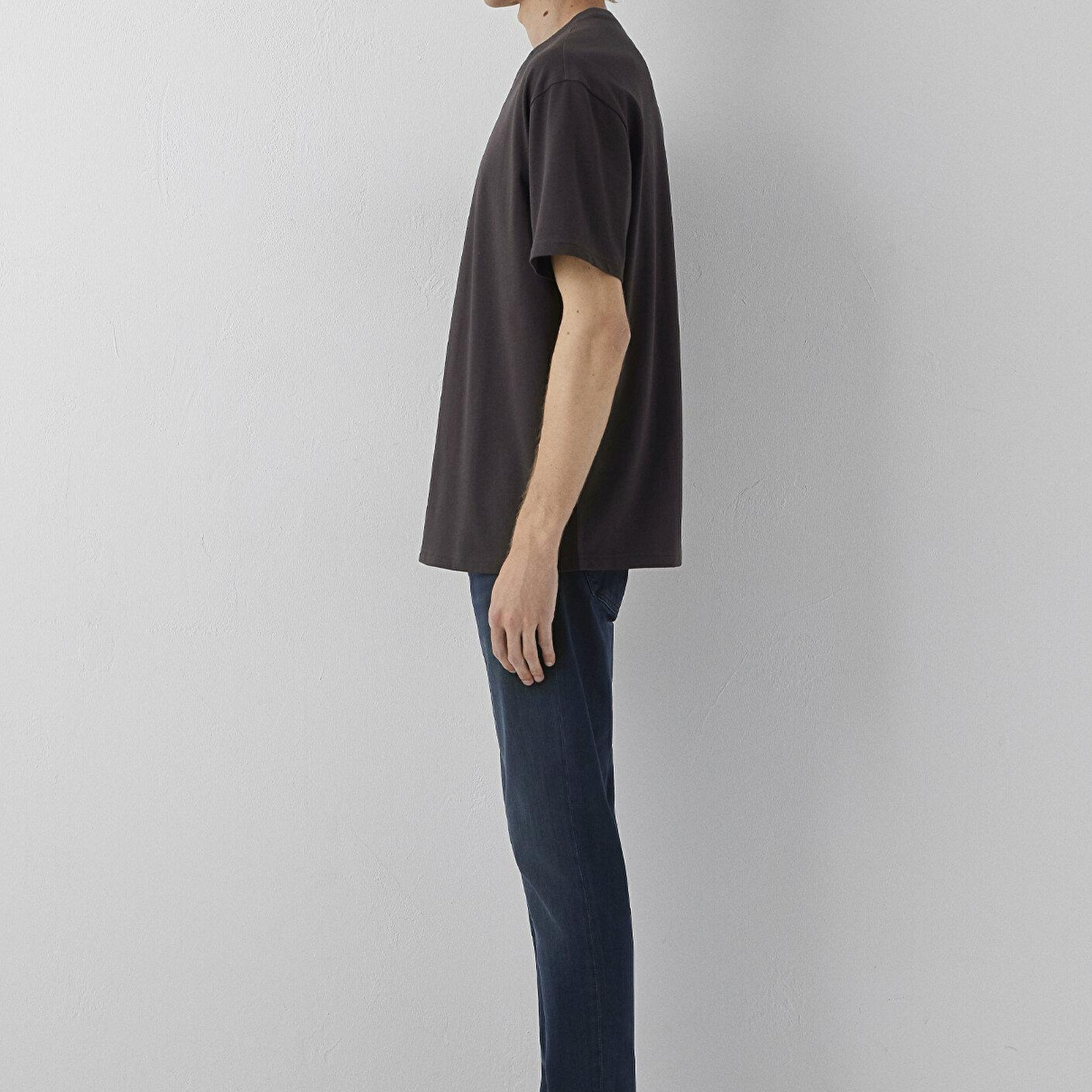 Mavi Bisiklet Yaka Kahverengi Basic Tişört Loose Fit / Bol Rahat Kesim 0611596-70219
