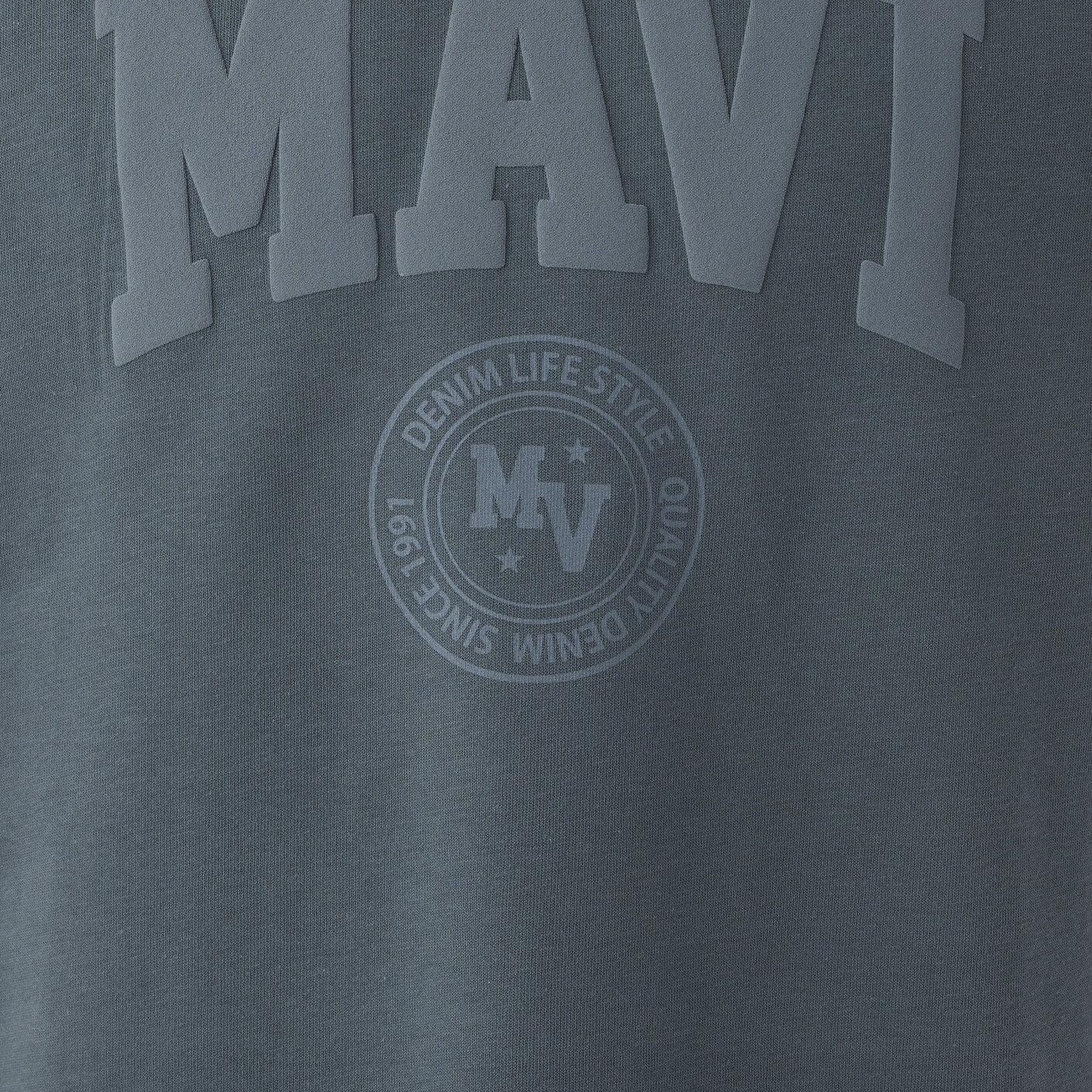 Mavi Mavi Logo Baskılı Gri Tişört Loose Fit / Bol Rahat Kesim 0612897-80889