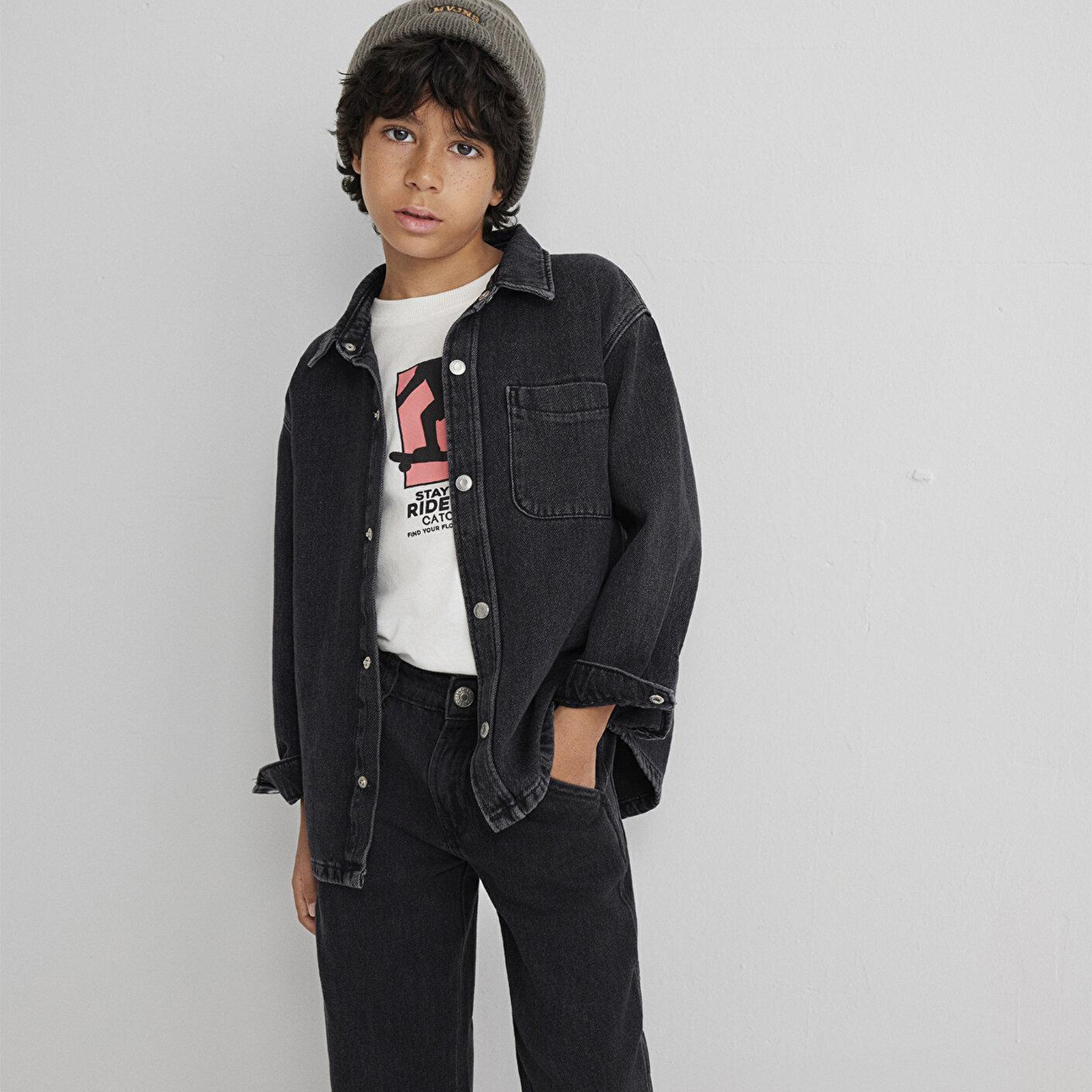 Mavi Bobbo 90lar Antrasit Denim Jean Gömlek Oversize / Geniş Kesim 6210000-89447