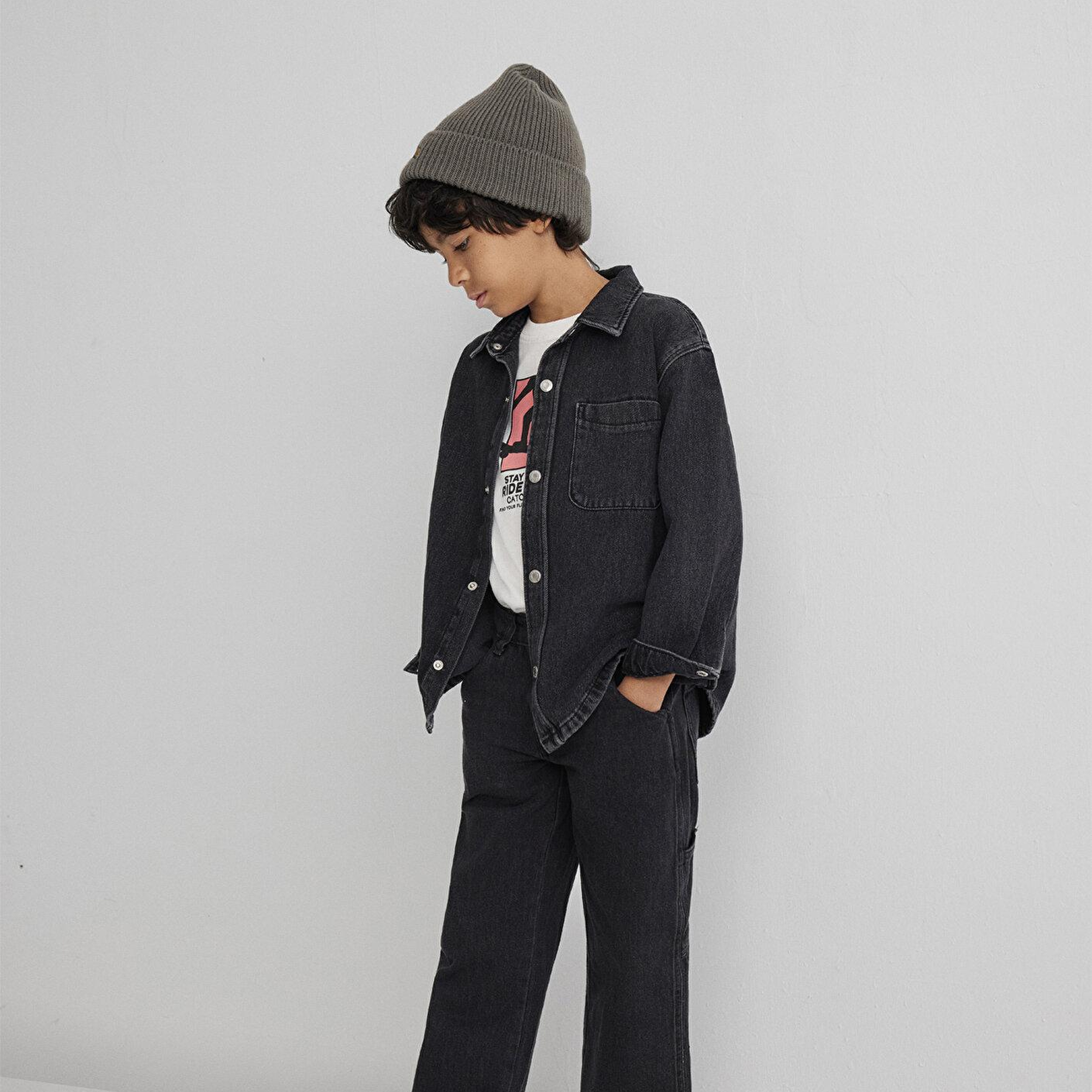 Mavi Bobbo 90lar Antrasit Denim Jean Gömlek Oversize / Geniş Kesim 6210000-89447