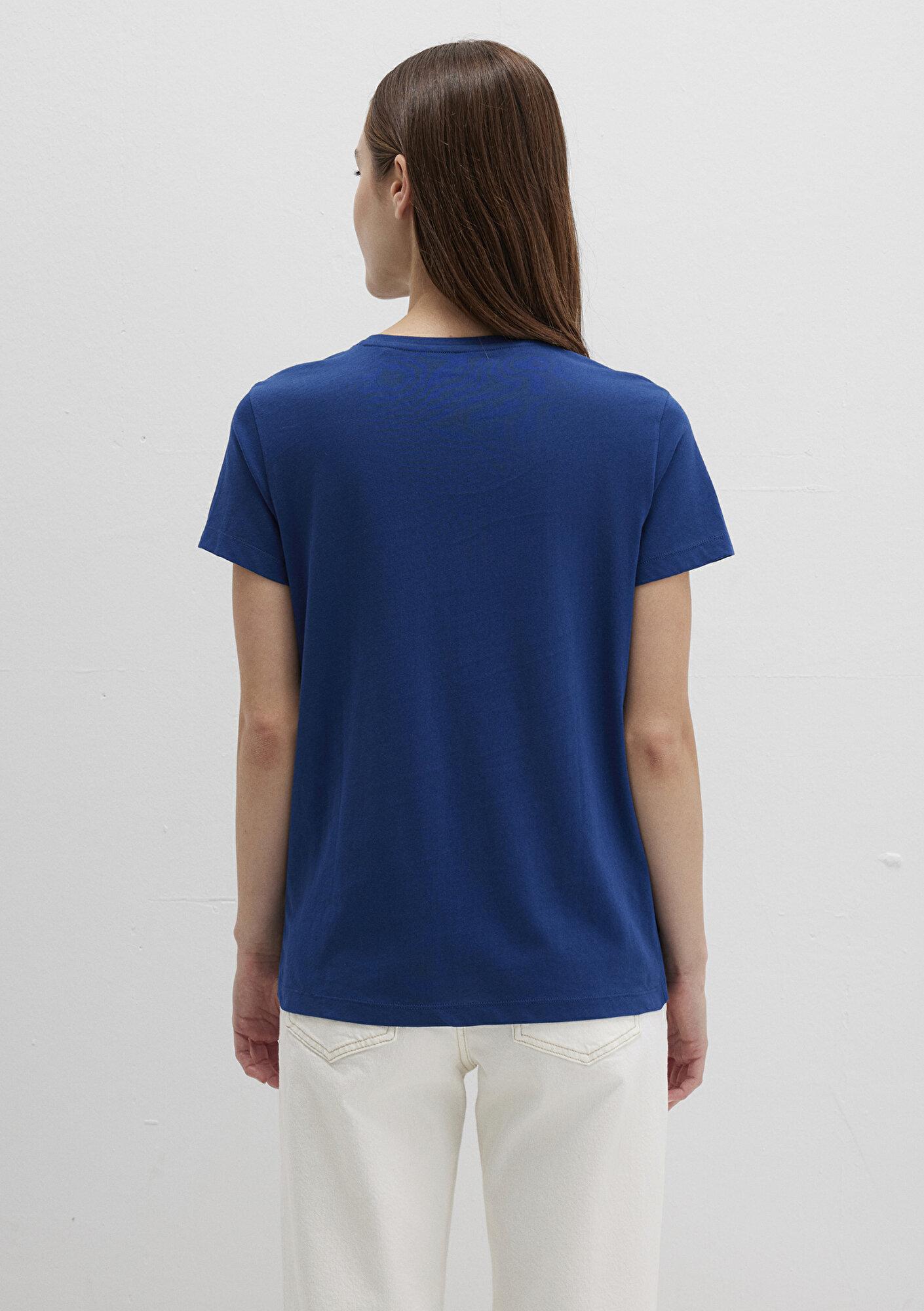 Mavi Kedi Baskılı Lacivert Tişört Semi Slim Fit / Yarı Dar Kesim 1613471-82625