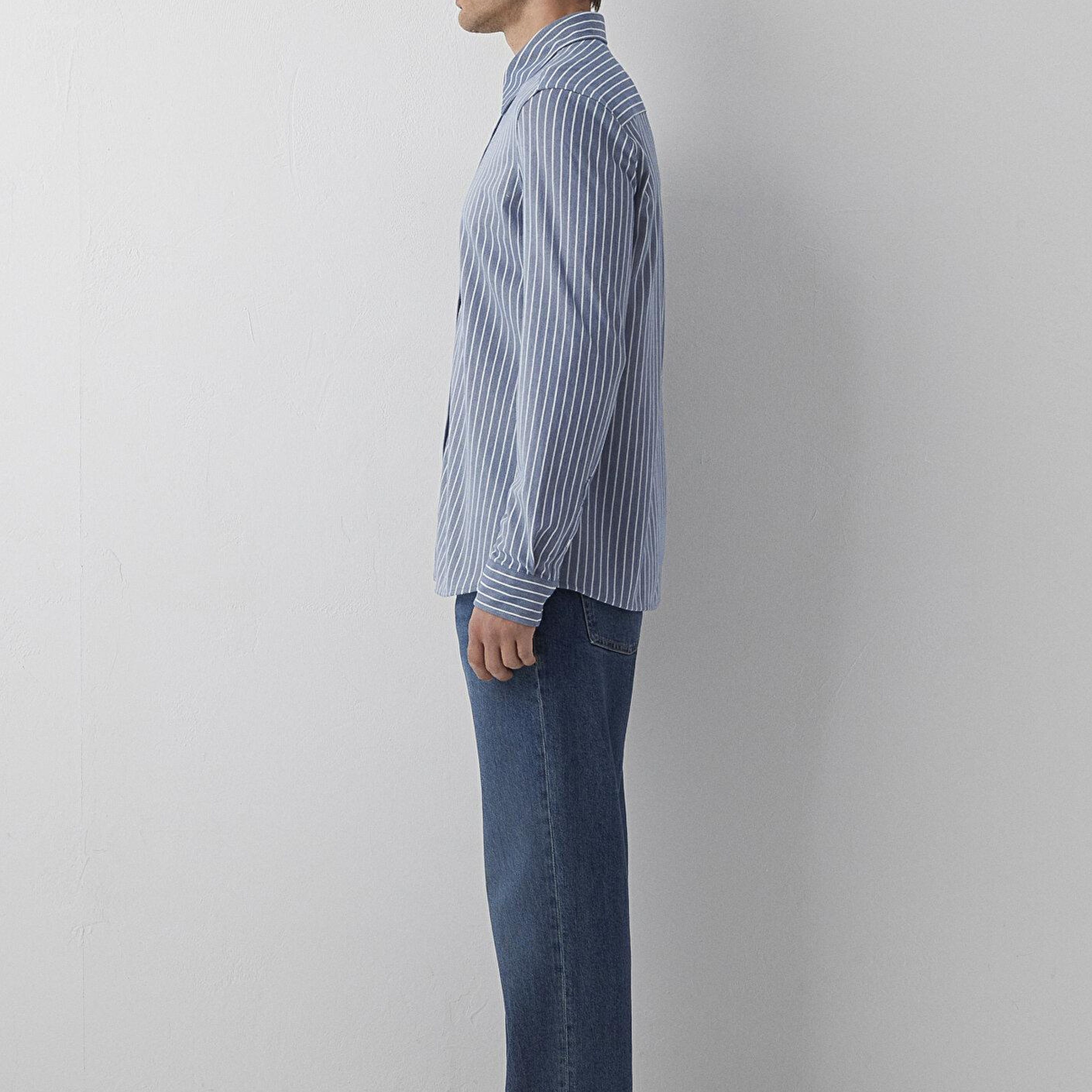 Mavi Çizgili Mavi Gömlek Slim Fit / Dar Kesim 0211404-91333