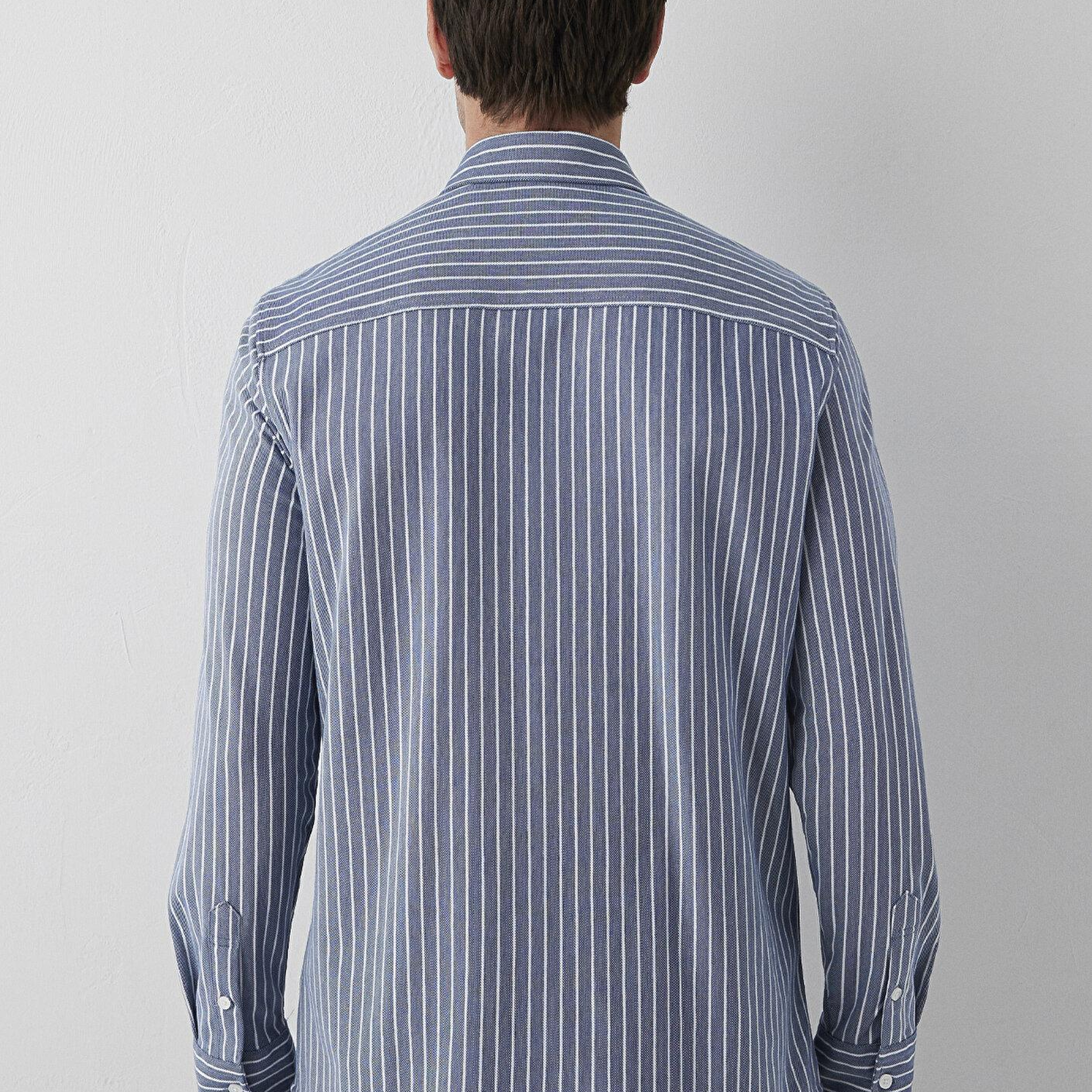Mavi Çizgili Mavi Gömlek Slim Fit / Dar Kesim 0211404-91333