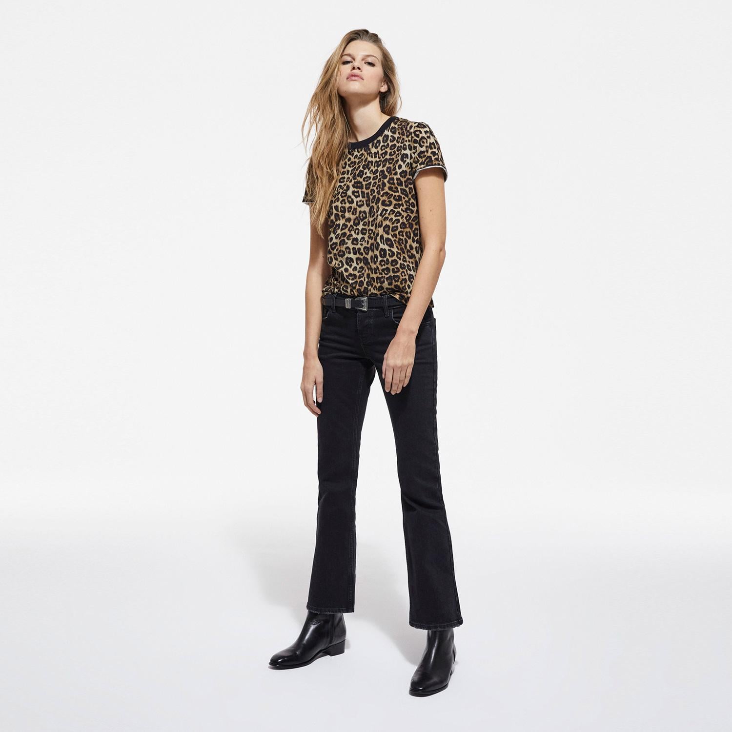 KADIN LEOPAR BASKILI T-SHIRT