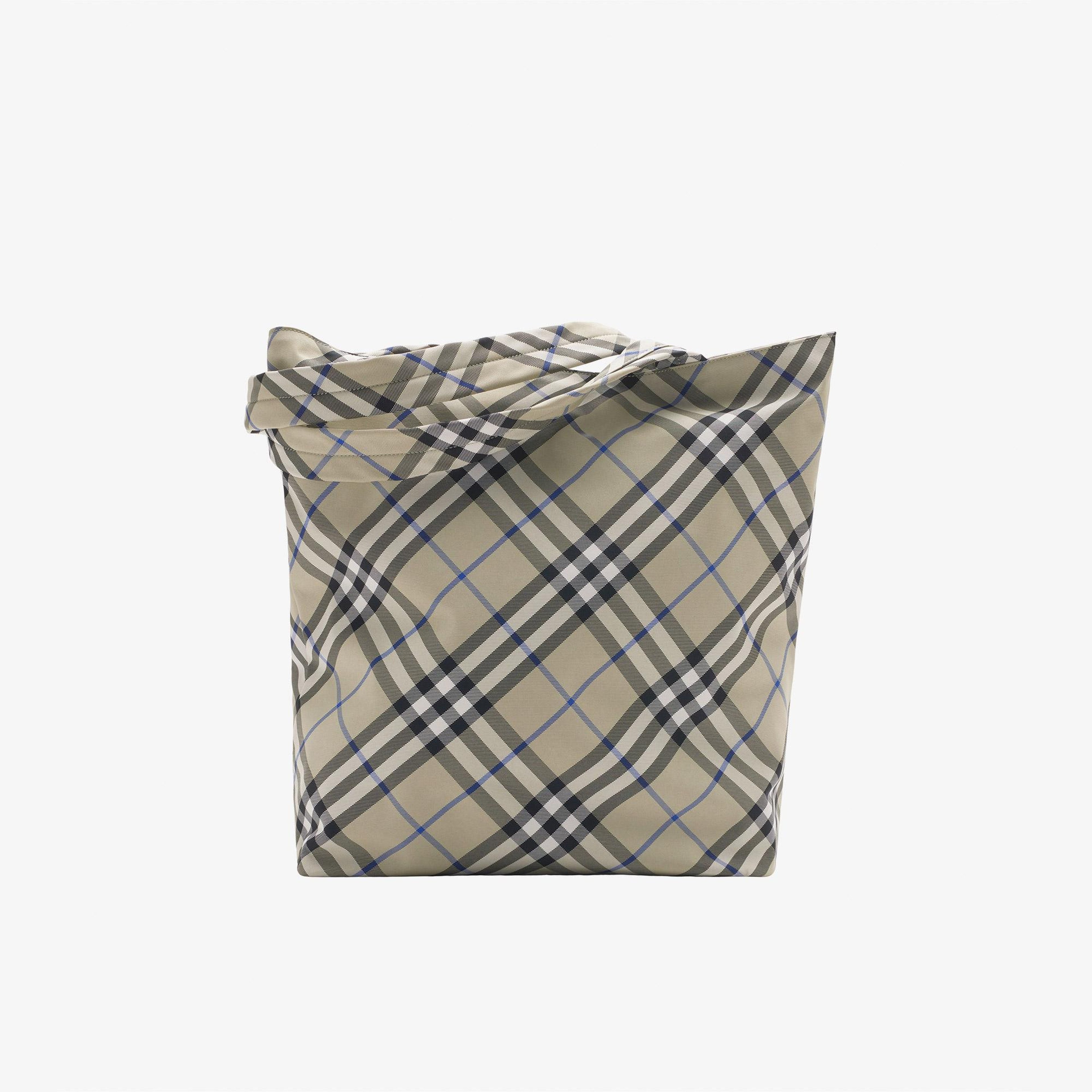 Burberry Check Tote Erkek Krem Rengi El Çantası