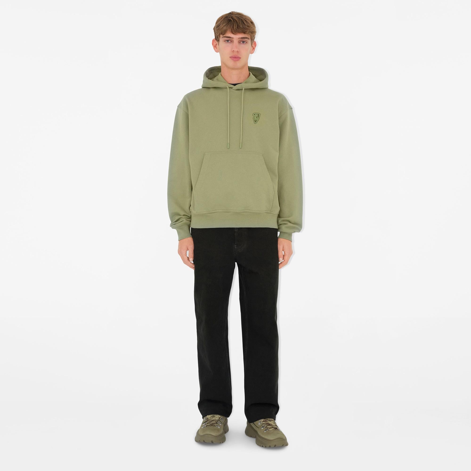 Burberry Sic Cotton Erkek Haki Hoodie