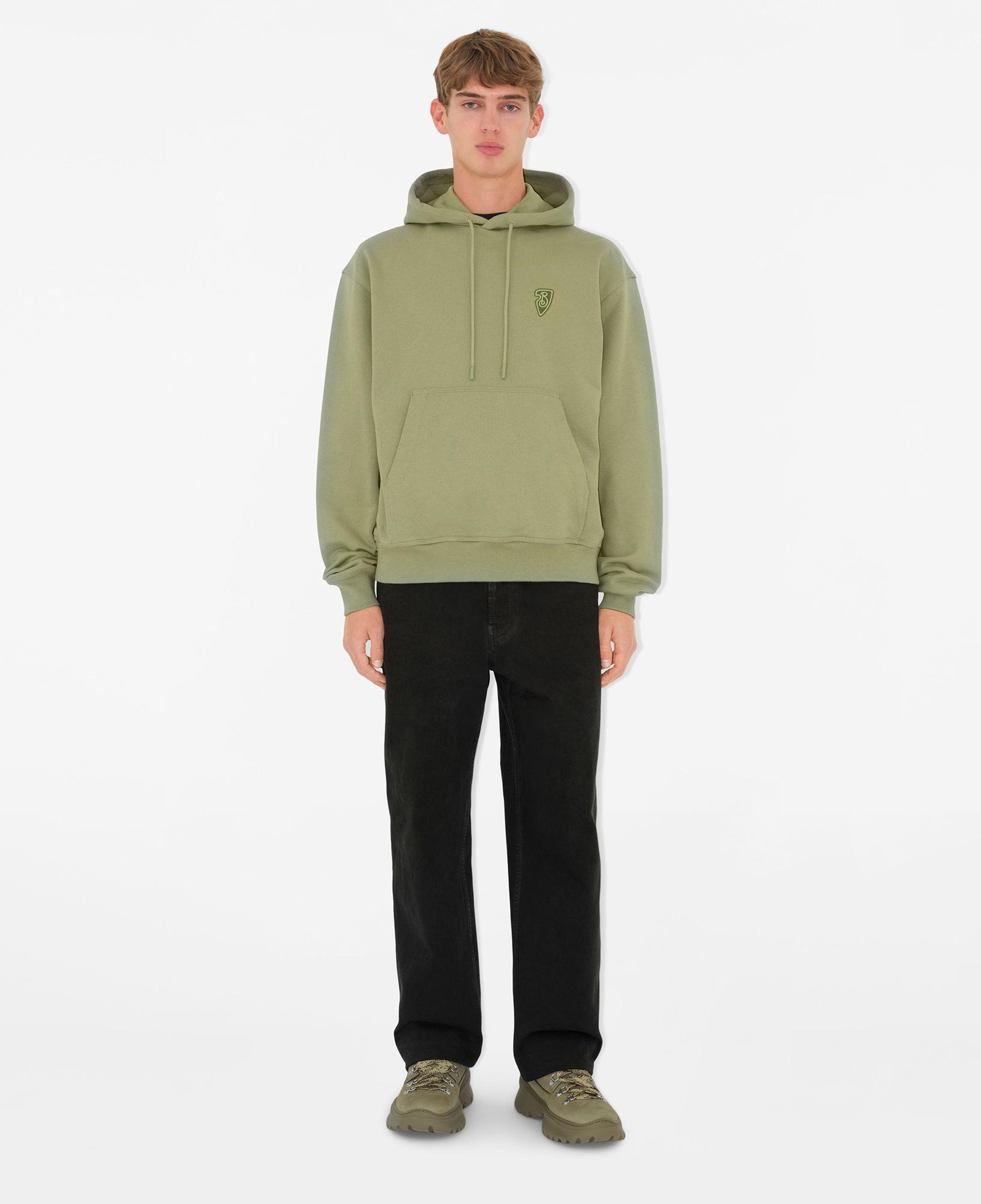 Burberry Sic Cotton Erkek Haki Hoodie