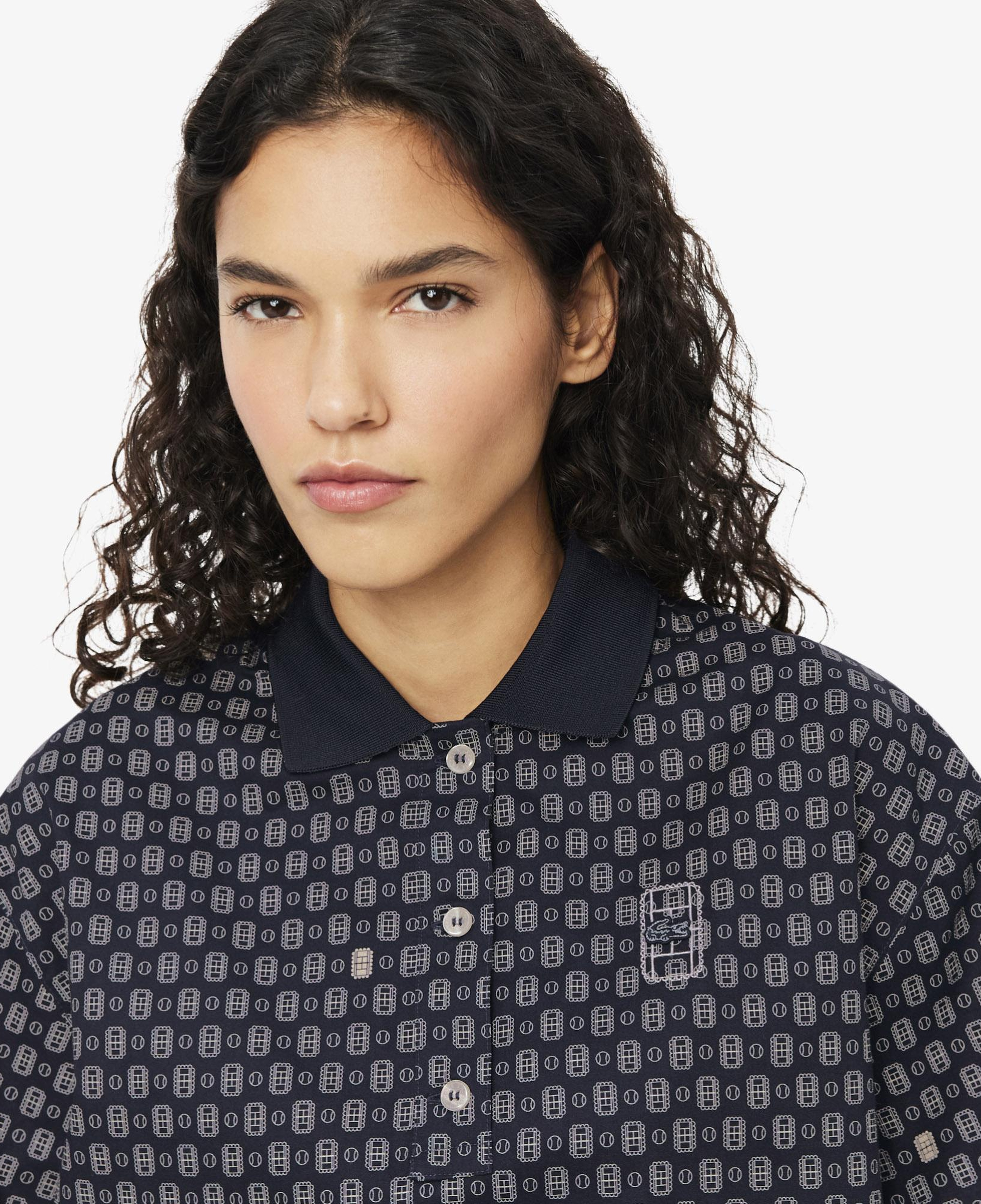 Kadın Oversize Fit Desenli Lacivert Polo