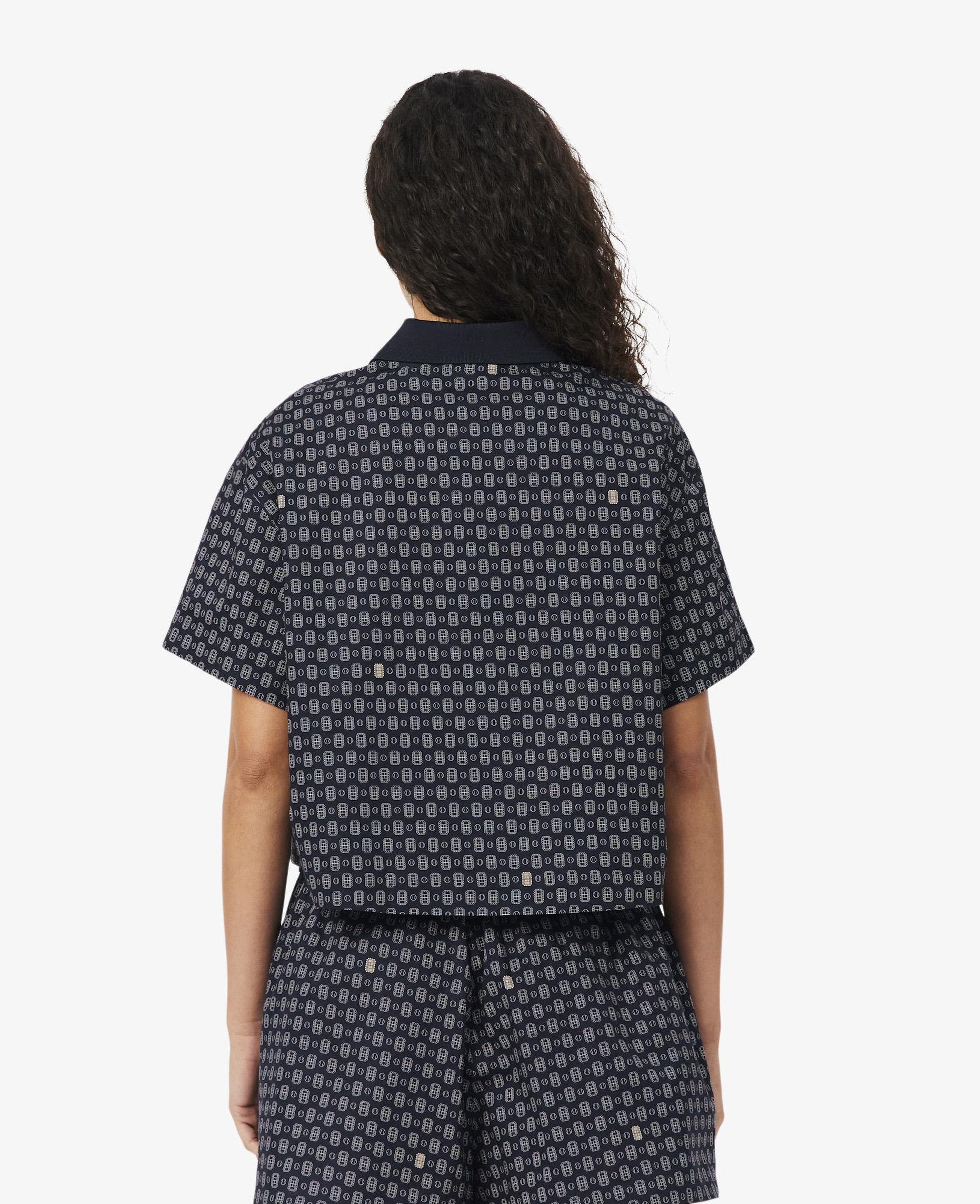 Kadın Oversize Fit Desenli Lacivert Polo