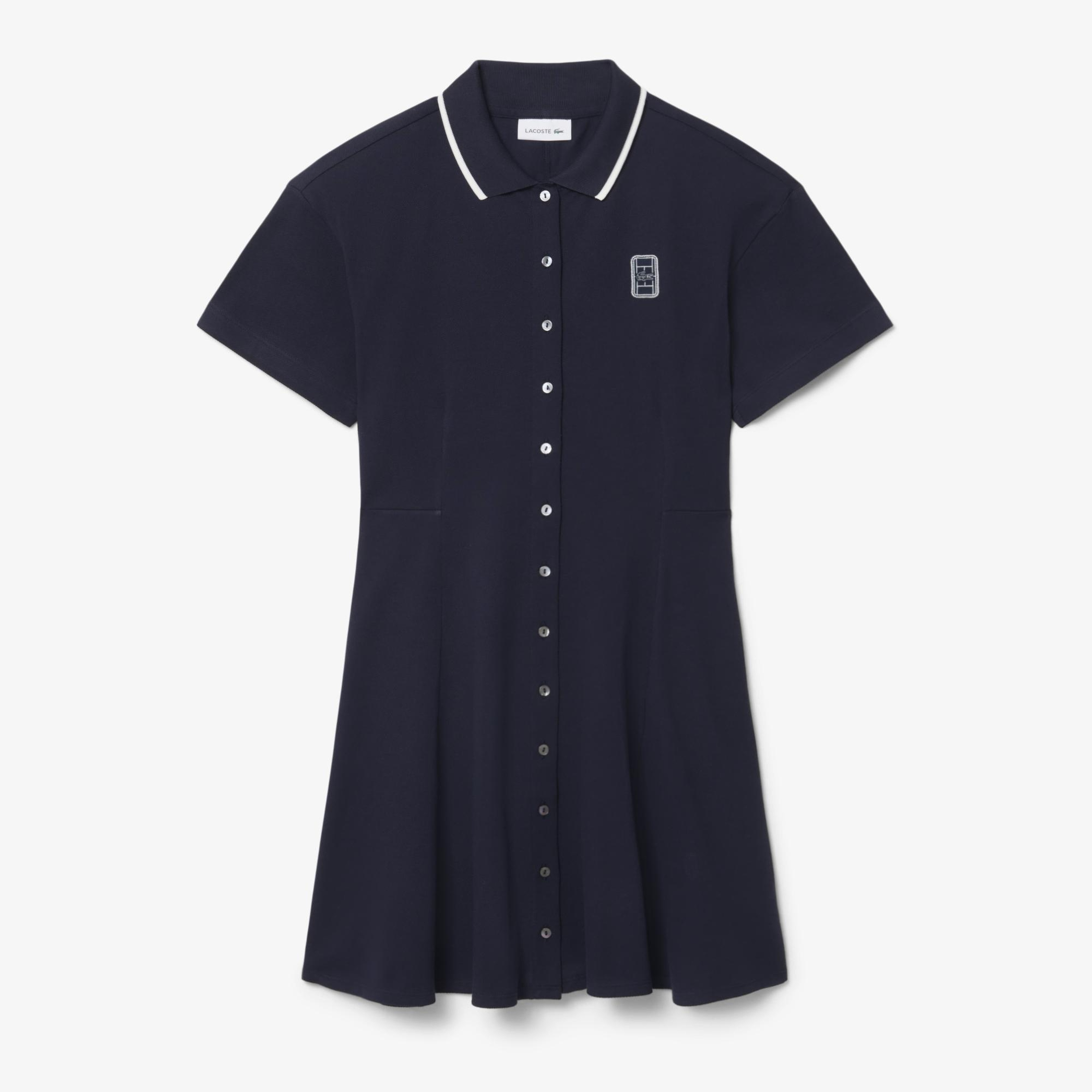 Kadın Flare Fit Kısa Kollu Polo Yaka Lacivert Elbise