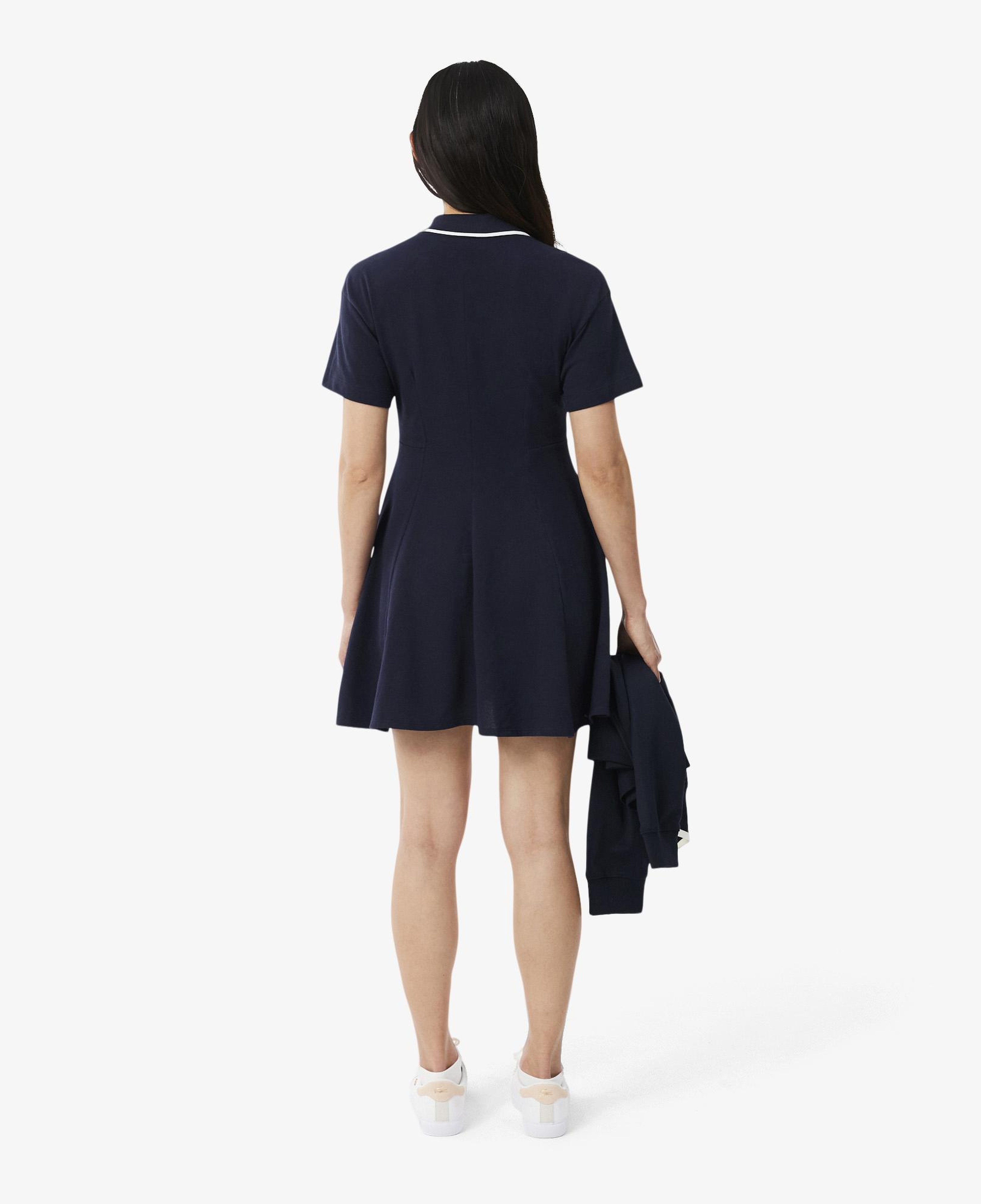 Kadın Flare Fit Kısa Kollu Polo Yaka Lacivert Elbise