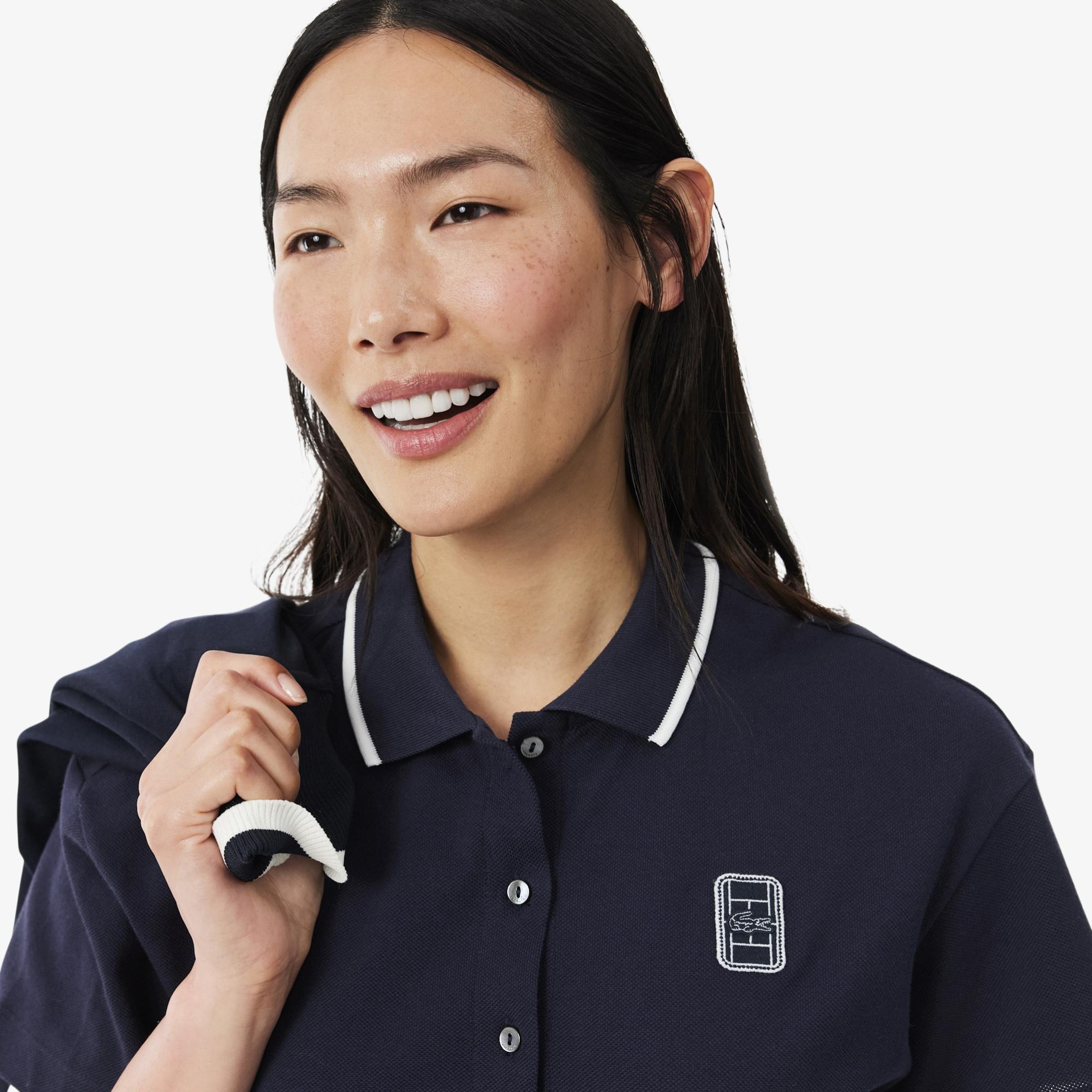 Kadın Flare Fit Kısa Kollu Polo Yaka Lacivert Elbise