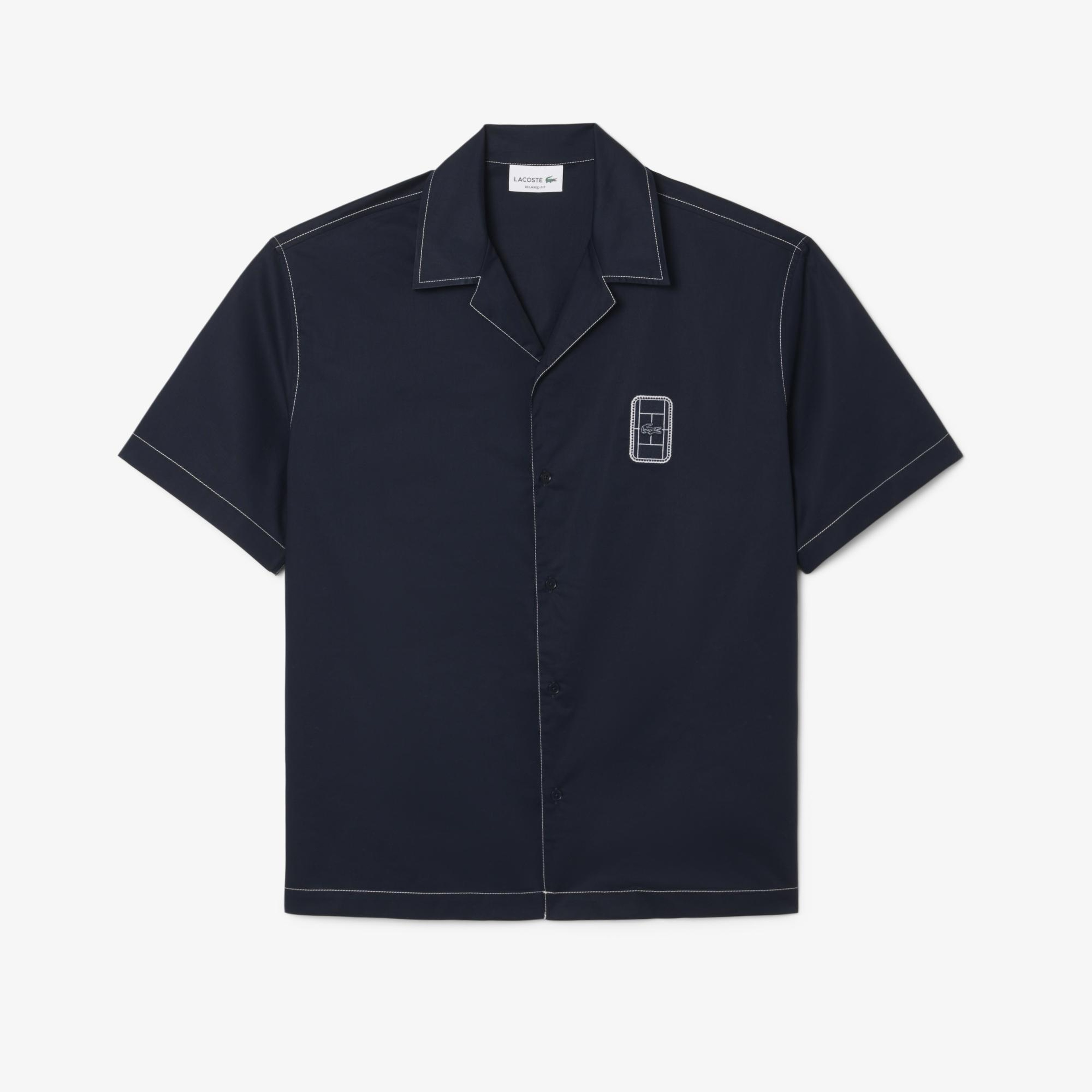 Erkek Relaxed Fit Kısa Kollu Lacivert Gömlek