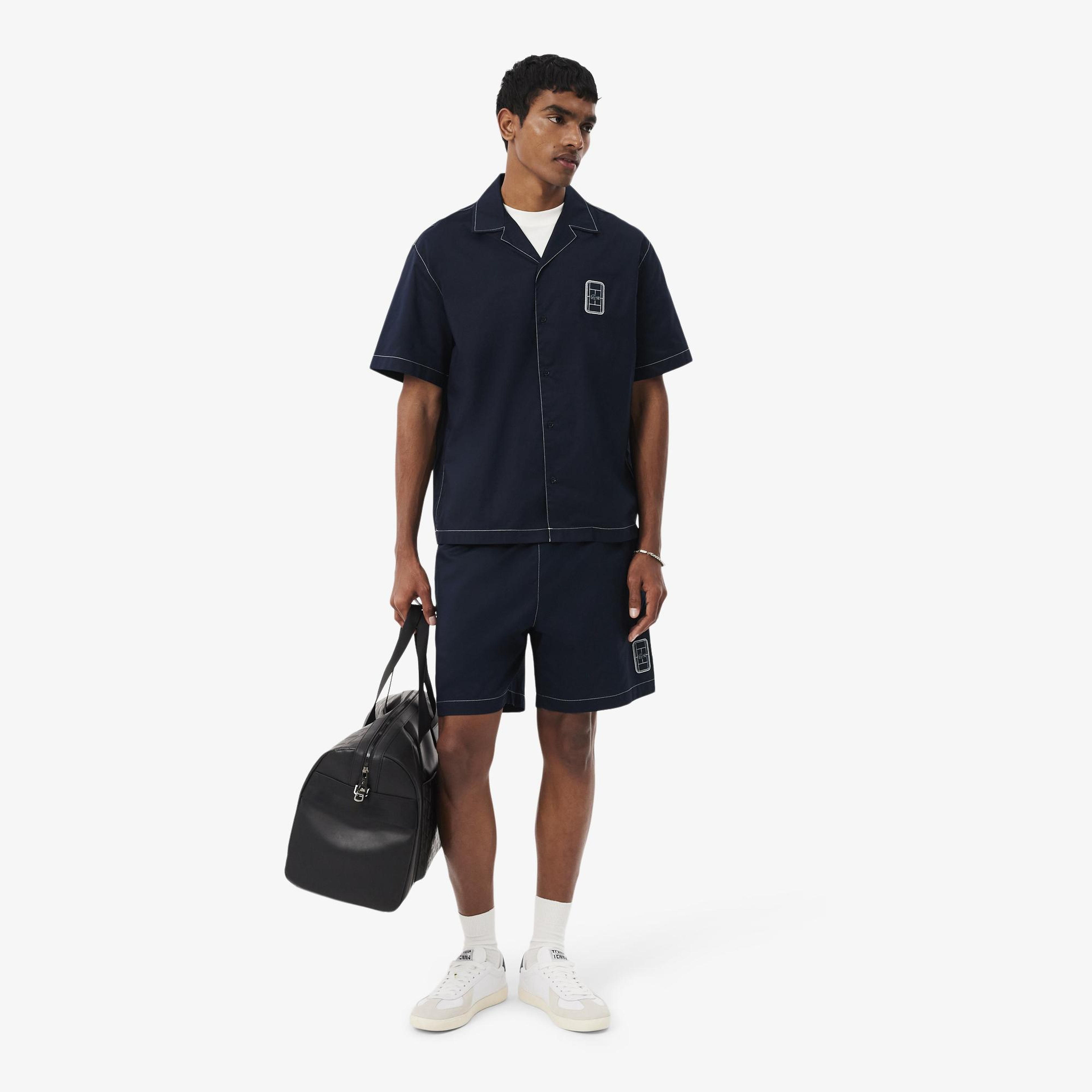 Erkek Relaxed Fit Kısa Kollu Lacivert Gömlek