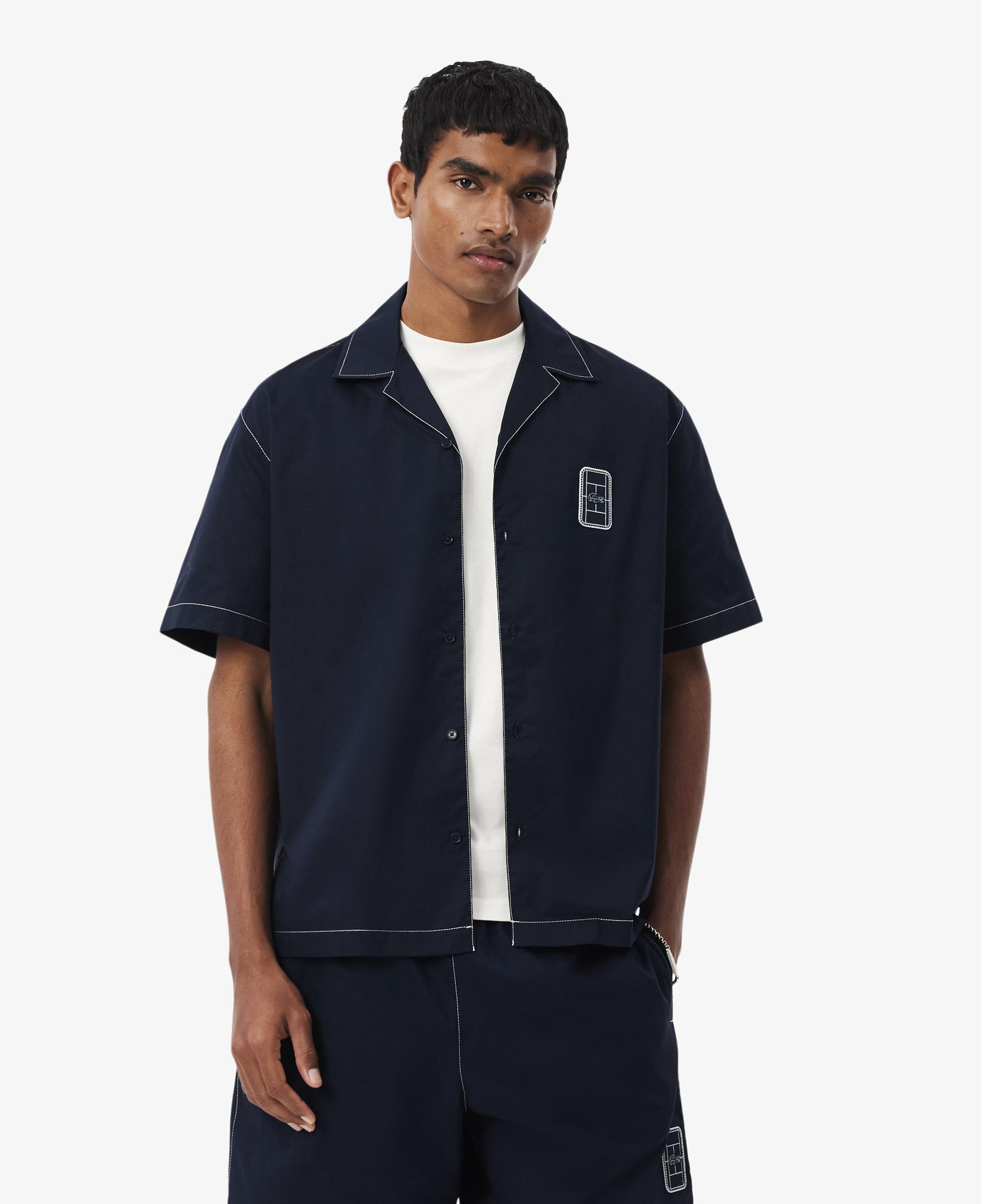 Erkek Relaxed Fit Kısa Kollu Lacivert Gömlek