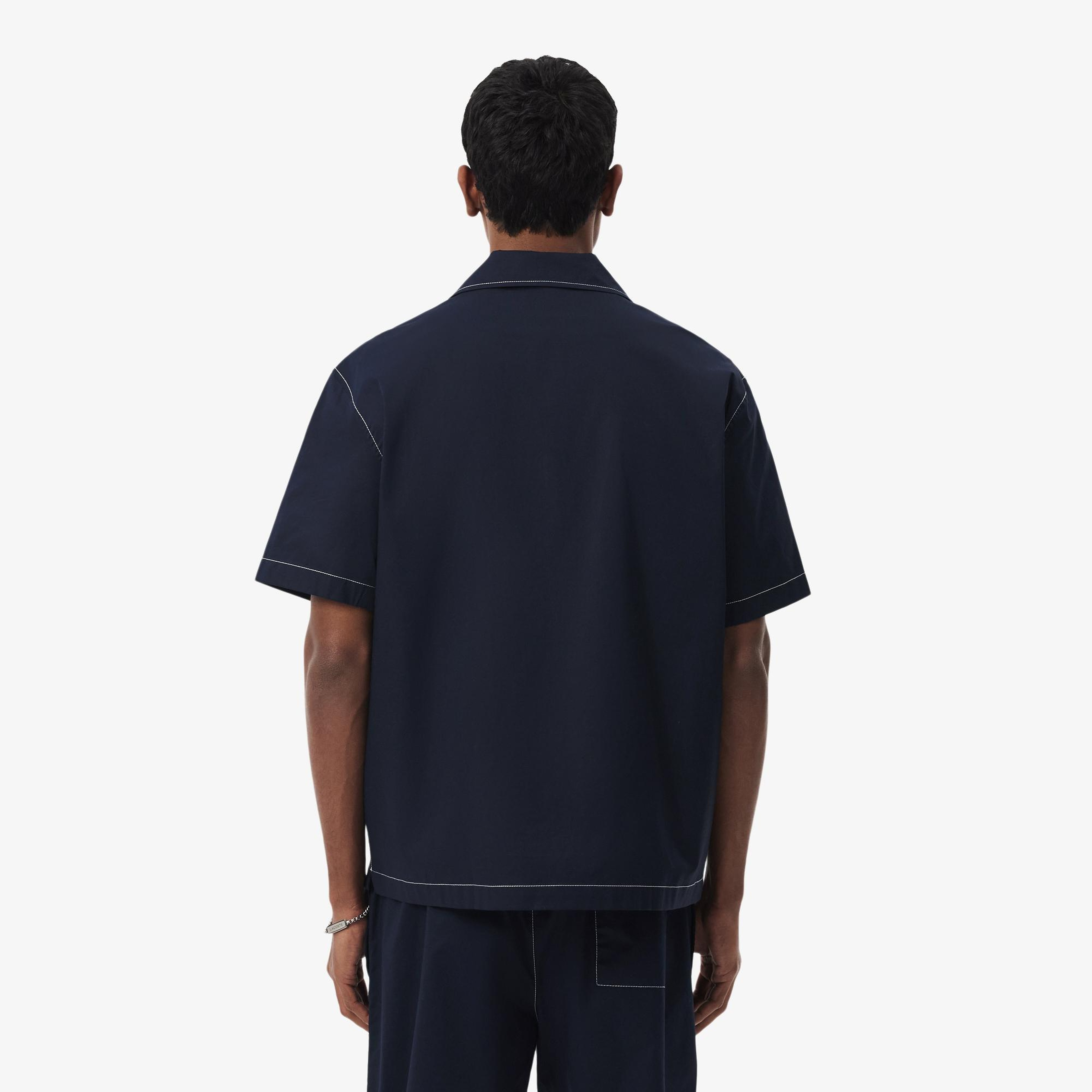 Erkek Relaxed Fit Kısa Kollu Lacivert Gömlek