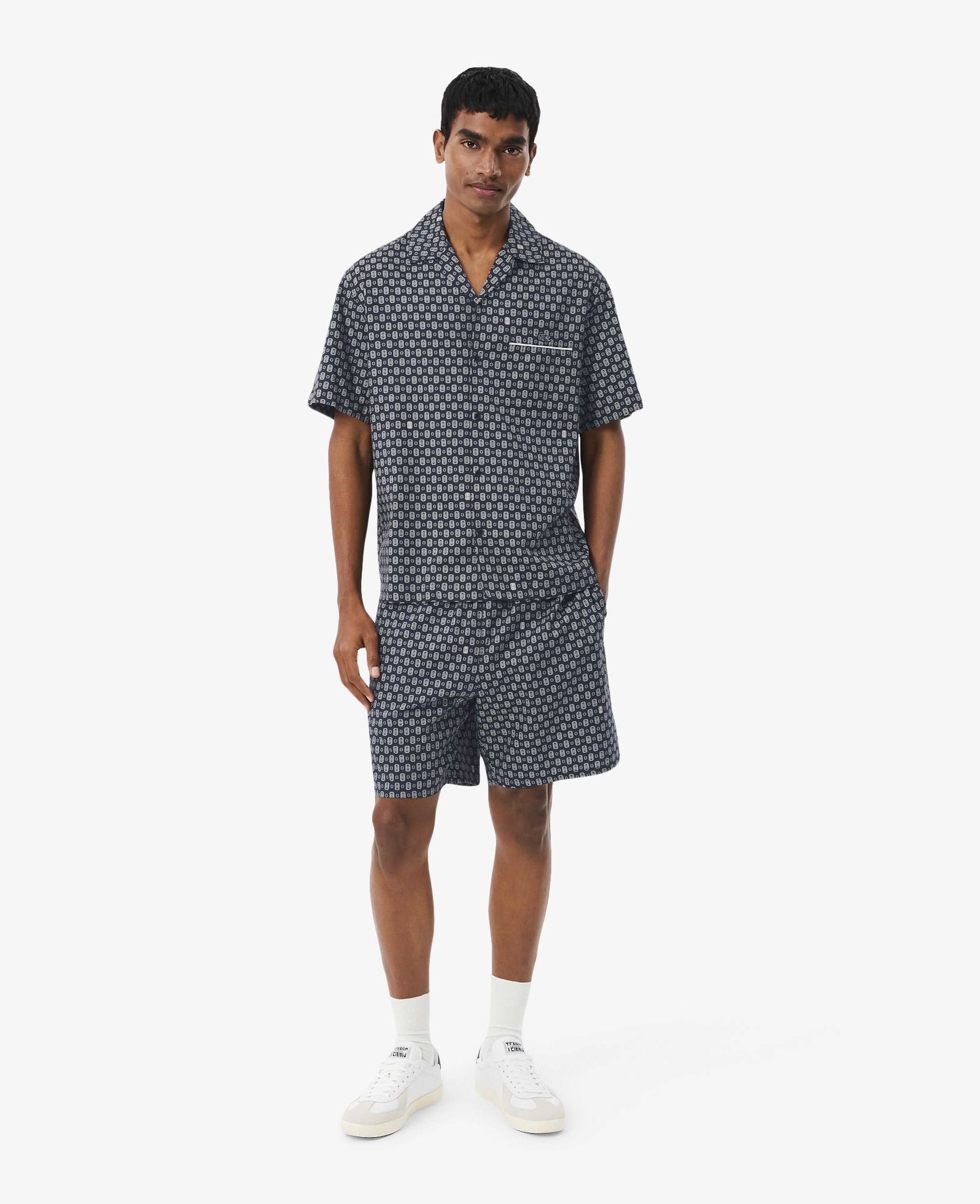 Erkek Relaxed Fit Desenli Lacivert Şort