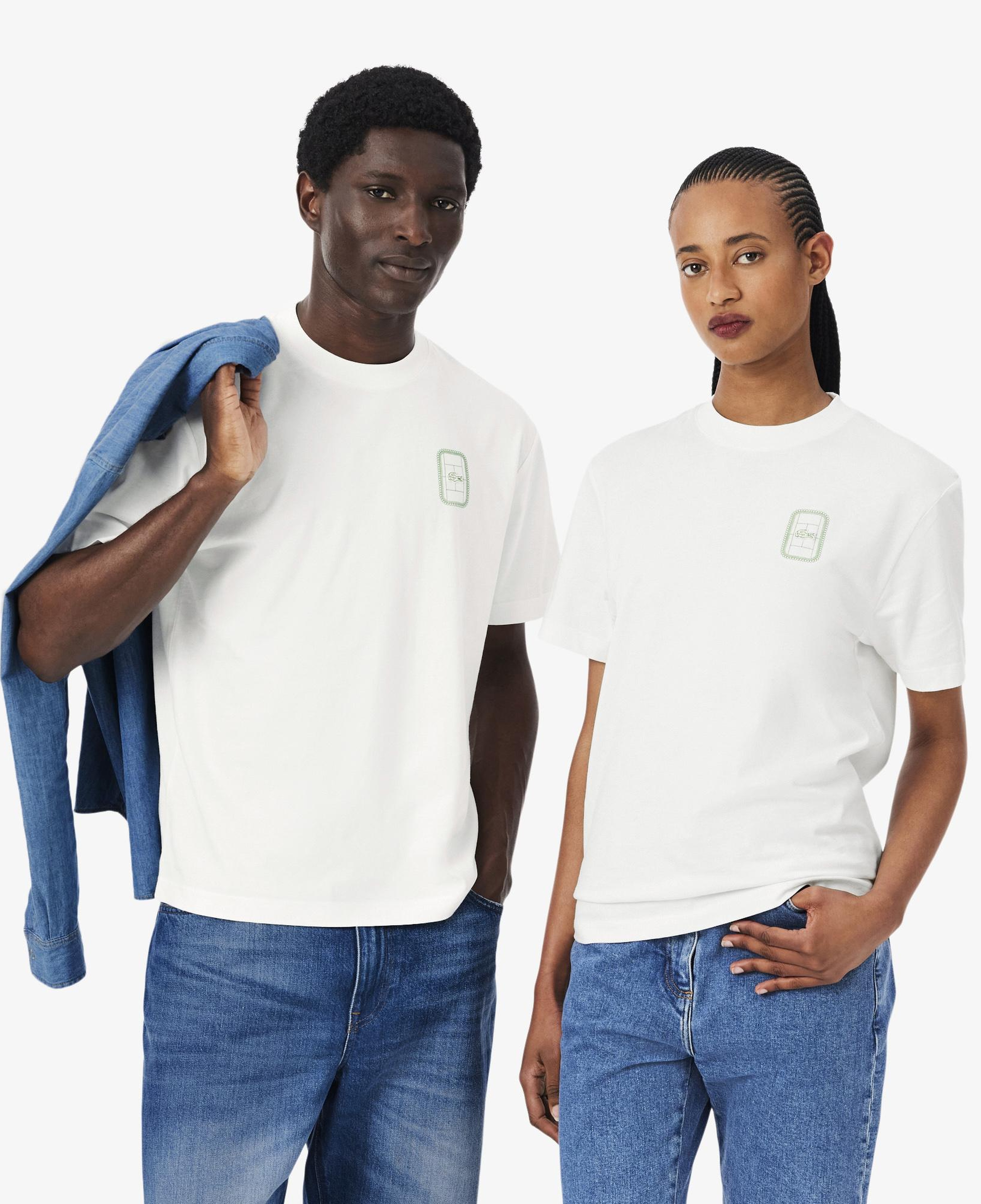 Unisex Classic Fit Bisiklet Yaka Baskılı Beyaz T-Shirt