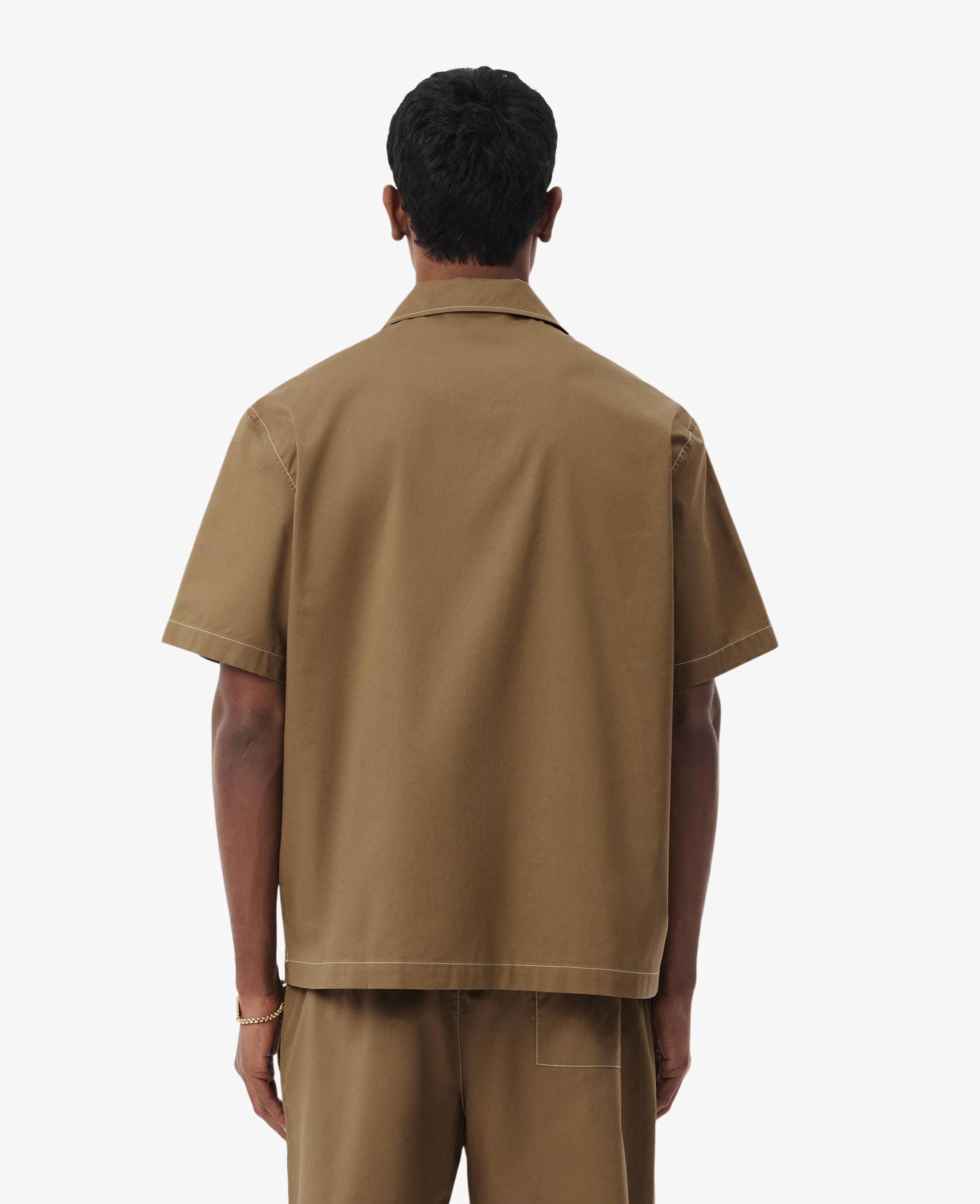 Erkek Relaxed Fit Kısa Kollu Kahverengi Gömlek