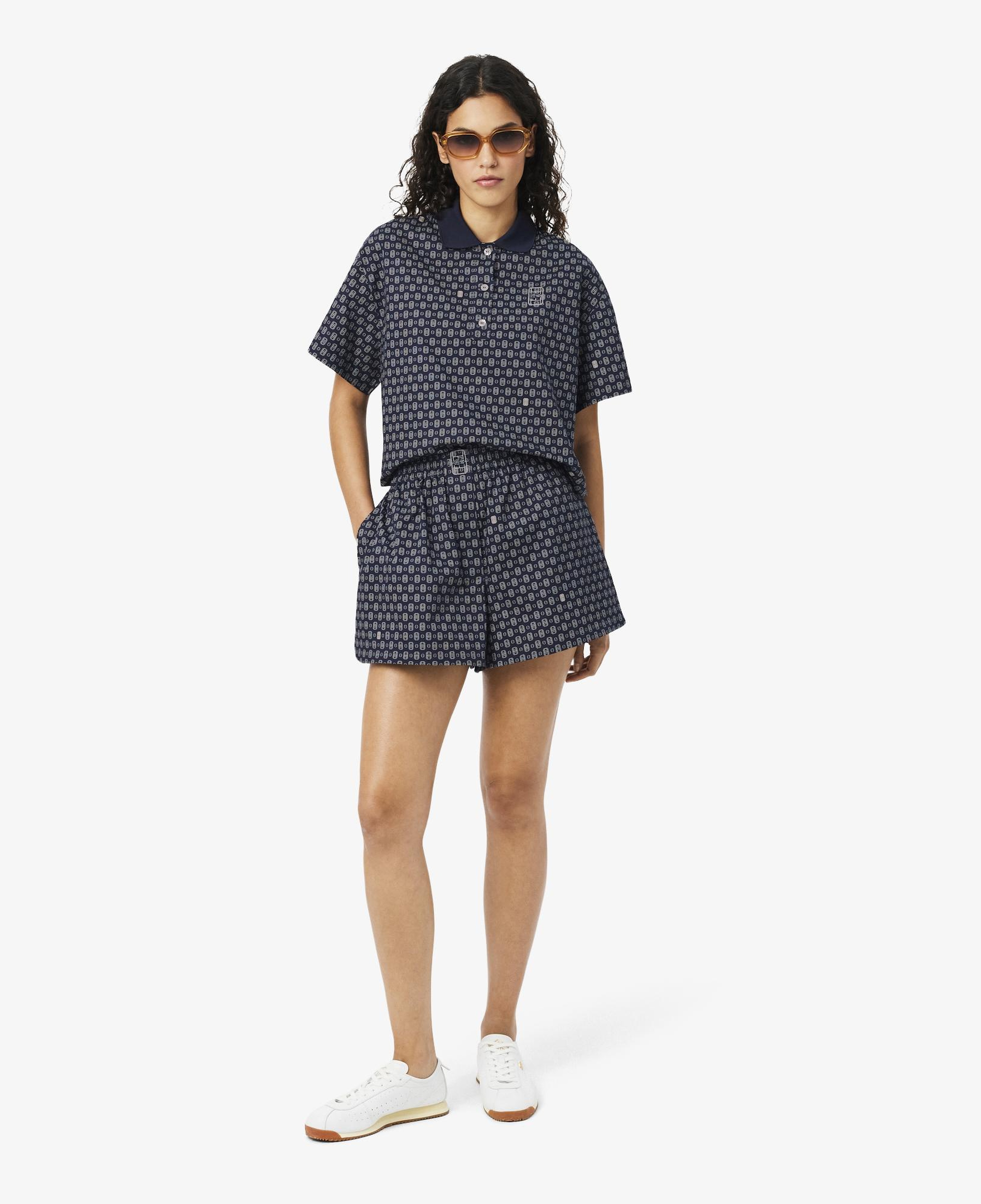 Kadın Oversize Fit Desenli Lacivert Şort