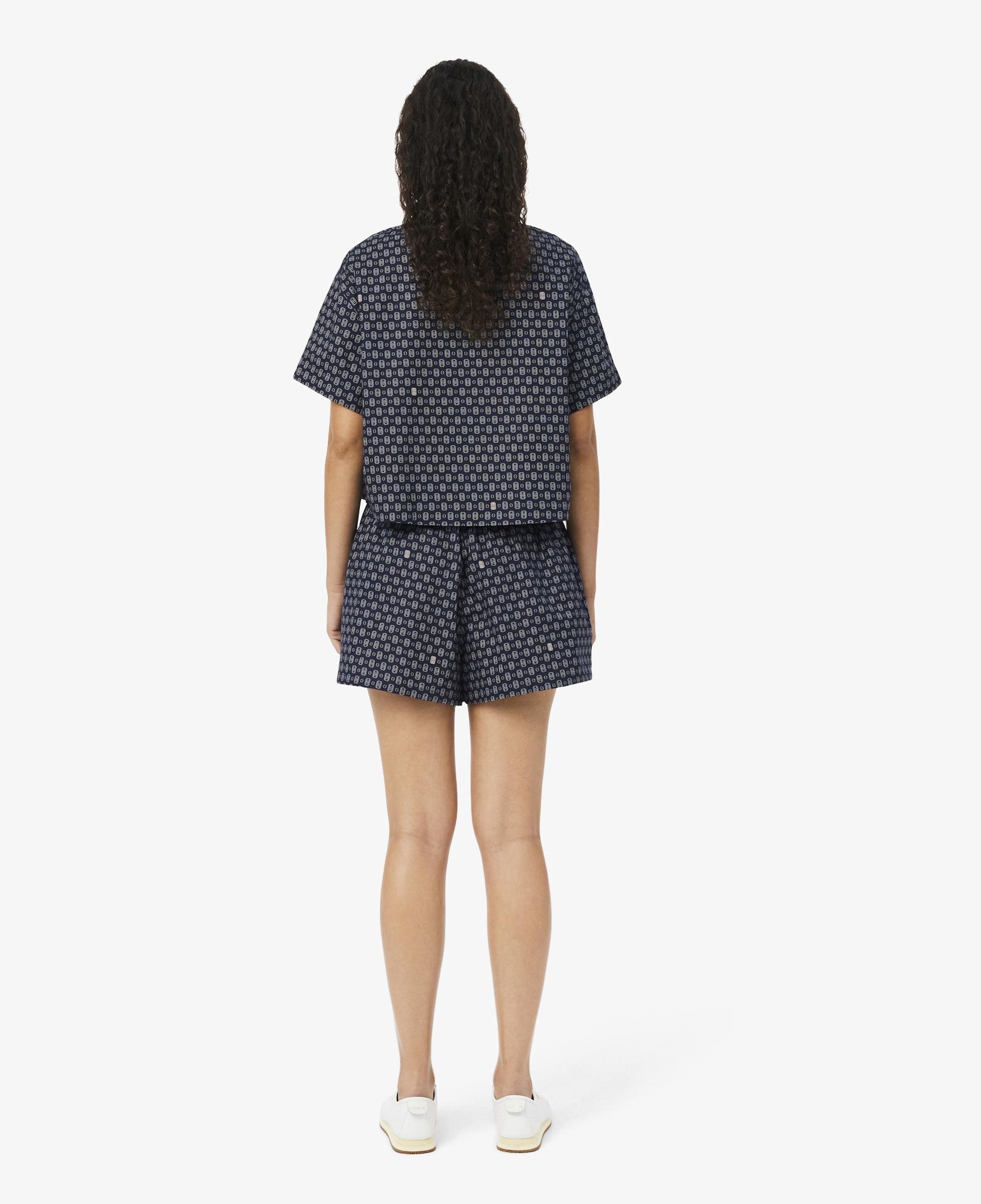 Kadın Oversize Fit Desenli Lacivert Şort