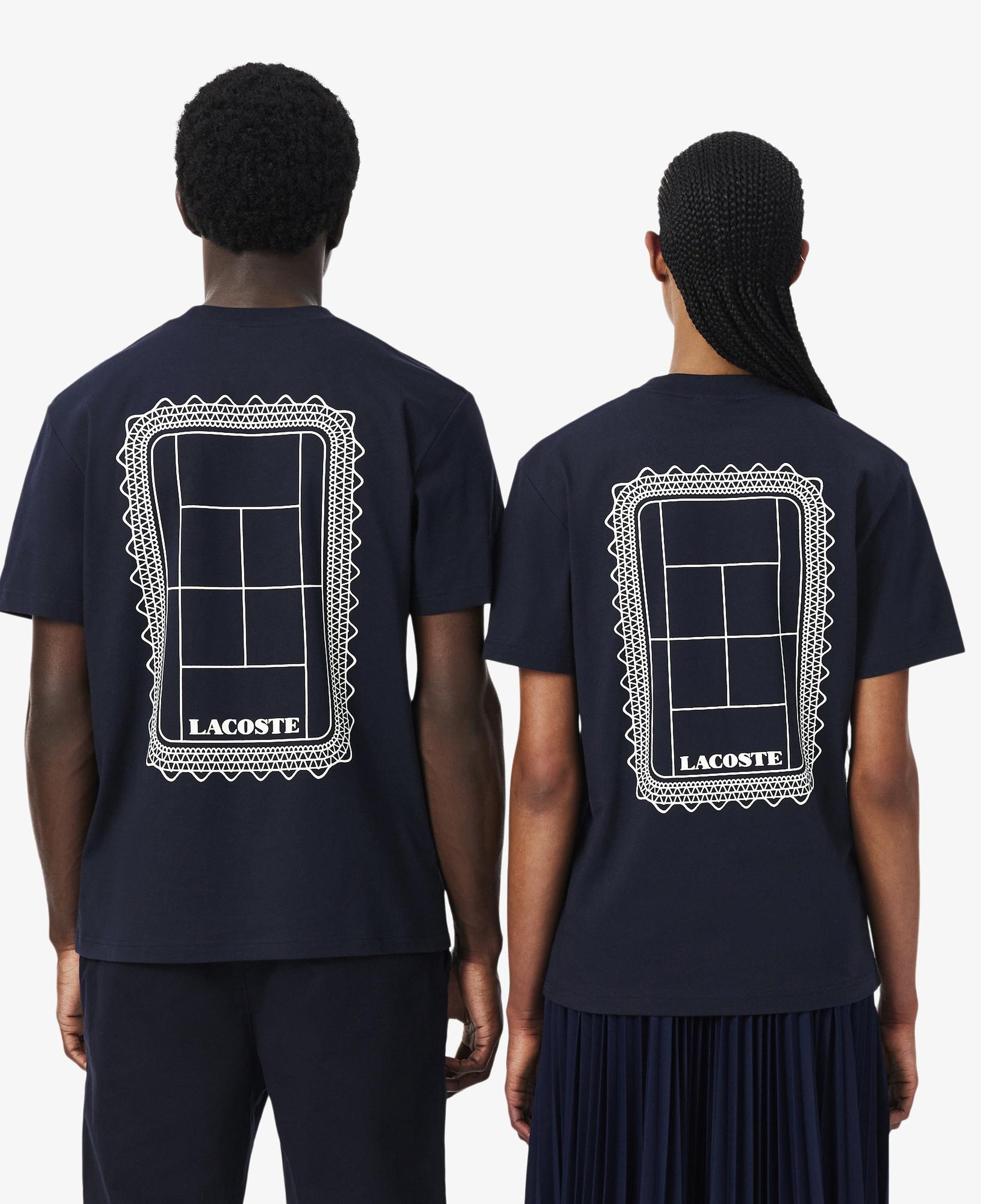 Unisex Classic Fit Bisiklet Yaka Baskılı Lacivert T-Shirt