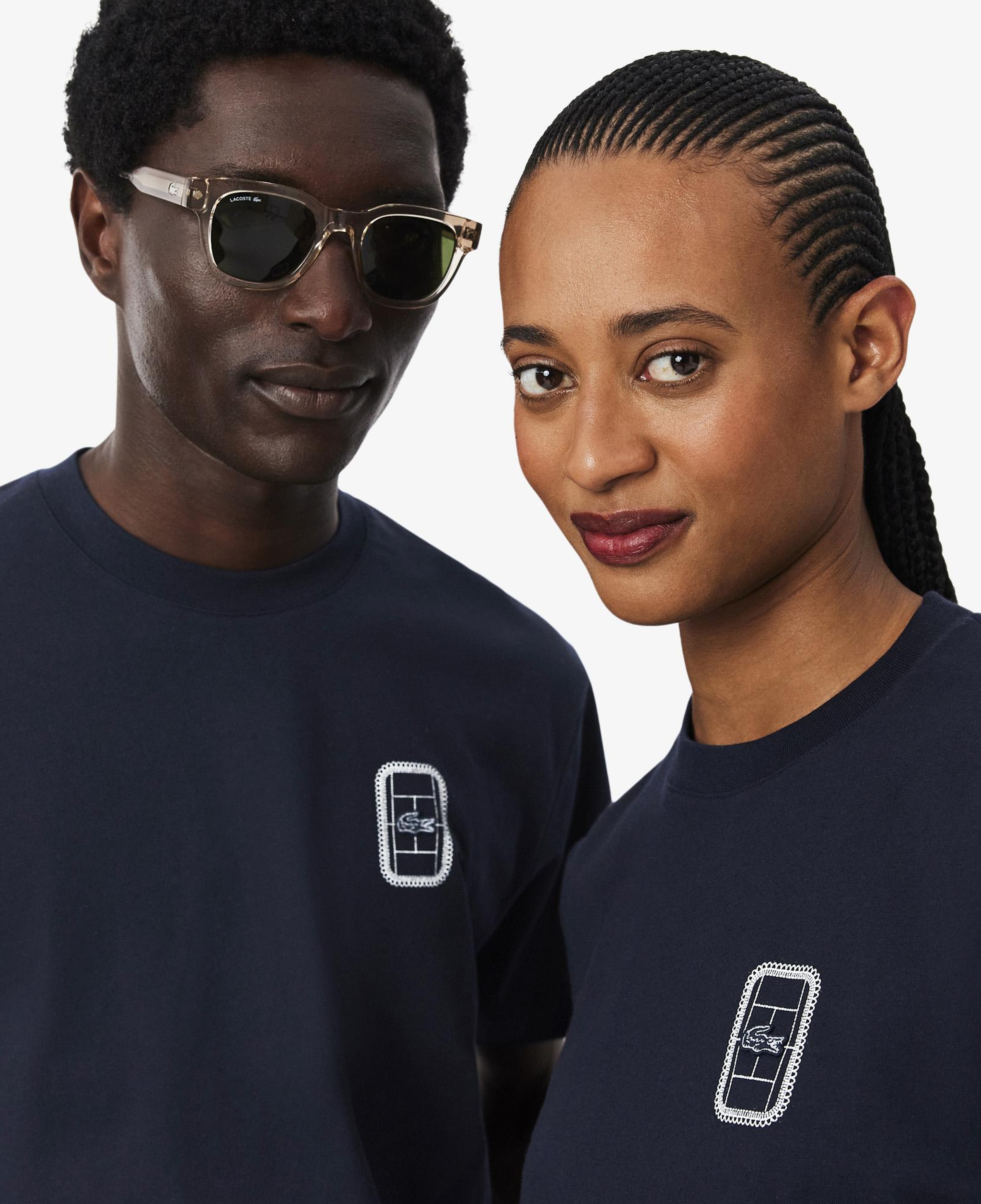 Unisex Classic Fit Bisiklet Yaka Baskılı Lacivert T-Shirt