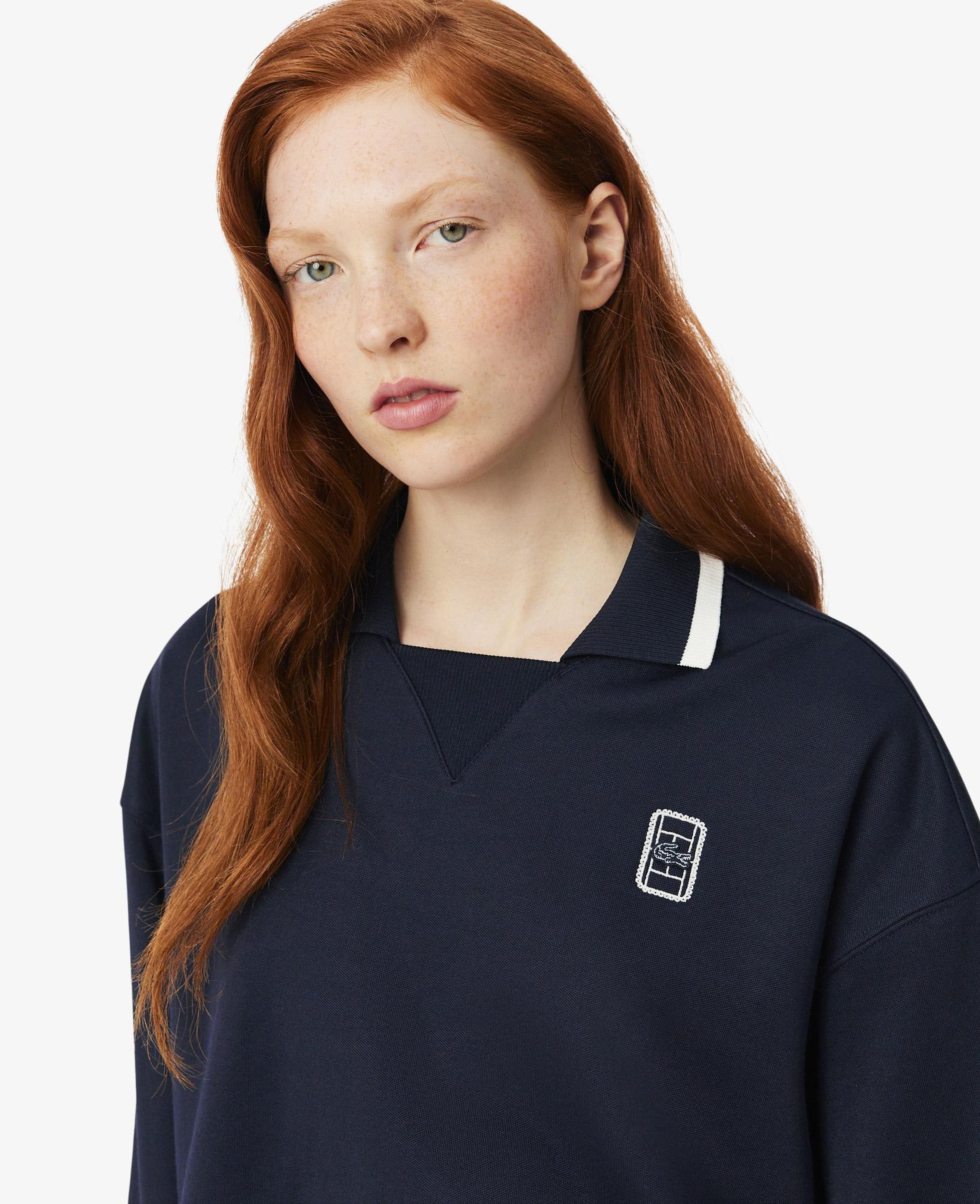 Kadın Oversize Fit Polo Yaka Lacivert Sweatshirt