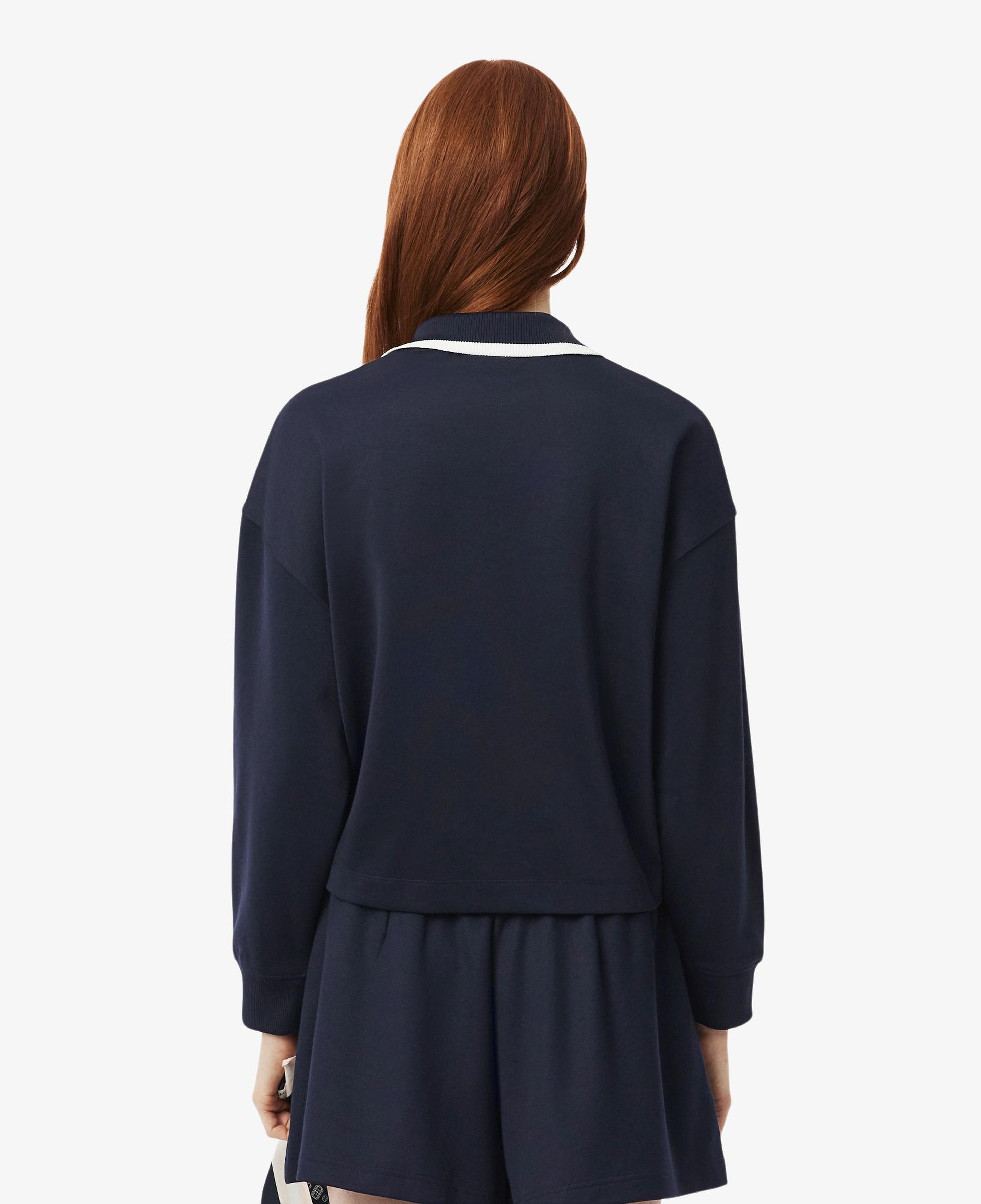 Kadın Oversize Fit Polo Yaka Lacivert Sweatshirt