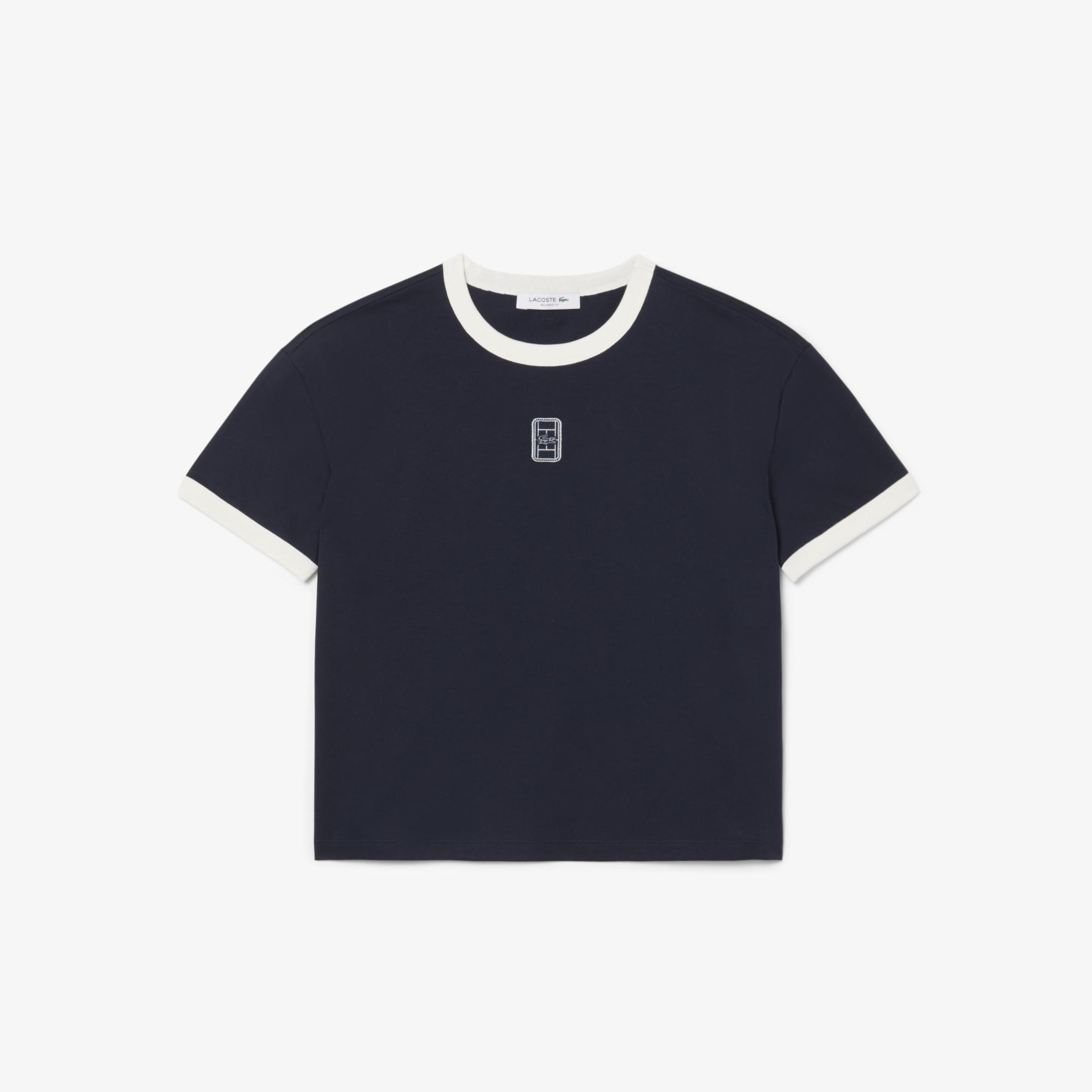 Kadın Relaxed Fit Bisiklet Yaka Lacivert T-Shirt