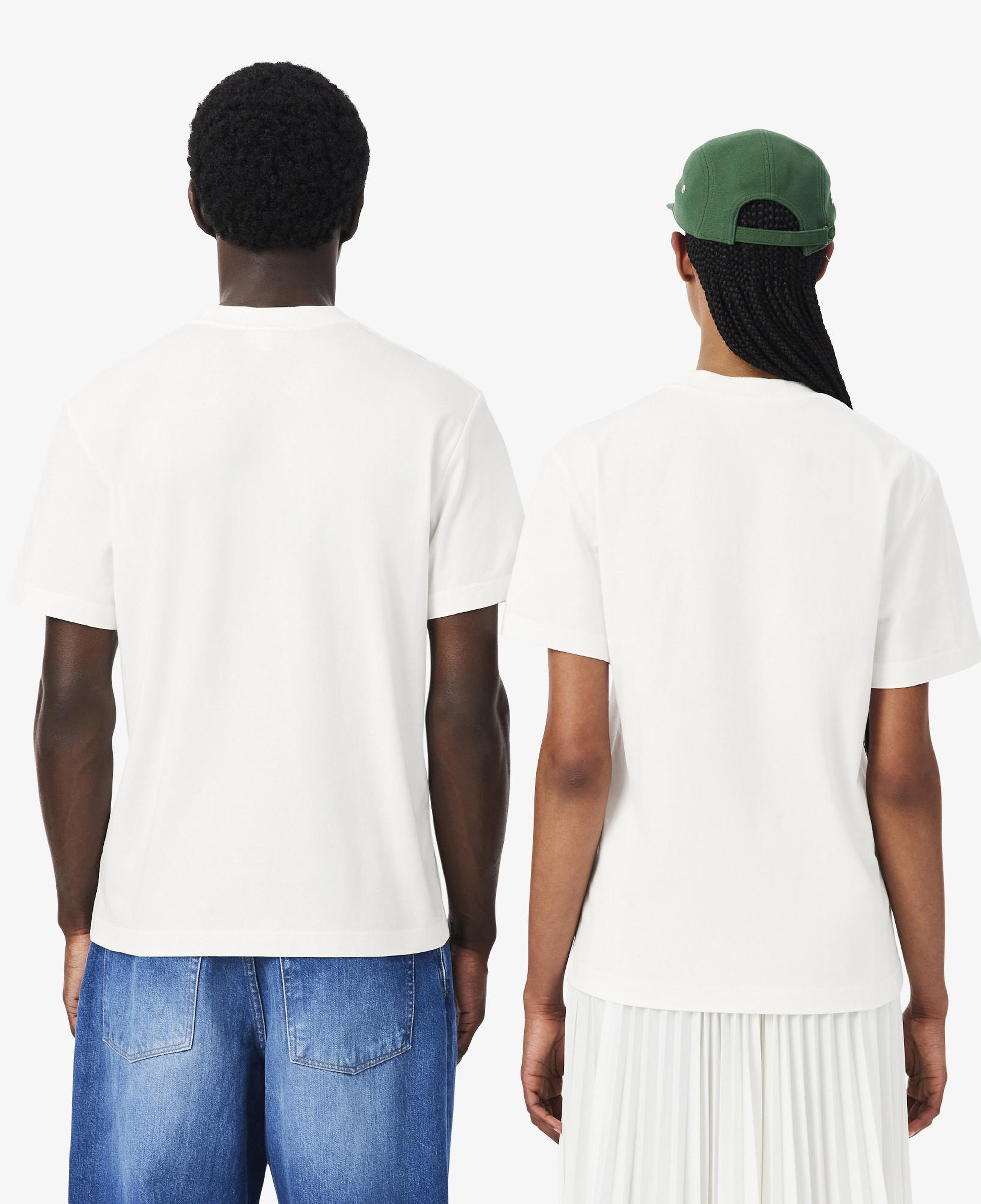 Unisex Classic Fit Bisiklet Yaka Baskılı Beyaz T-Shirt