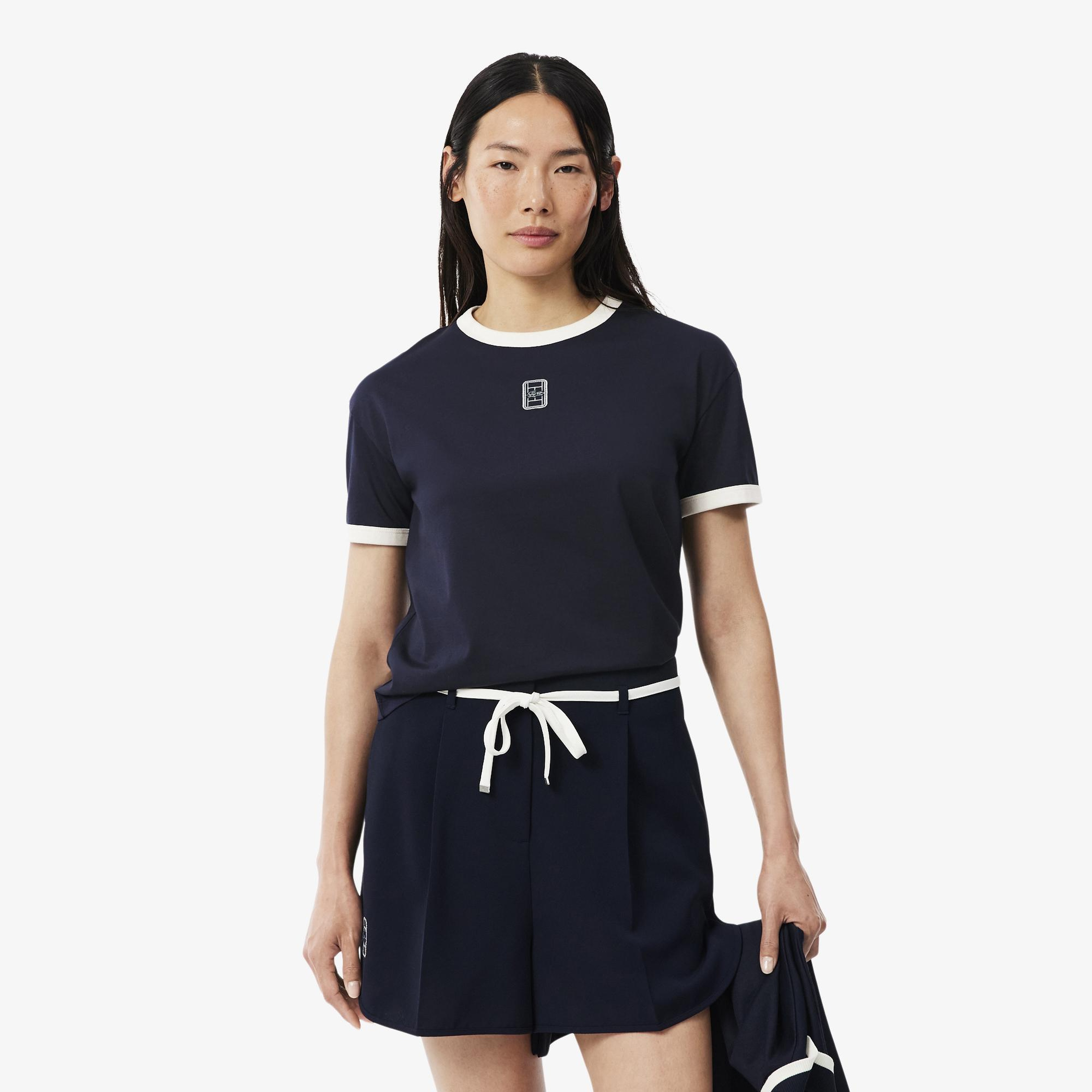Kadın Relaxed Fit Bisiklet Yaka Lacivert T-Shirt