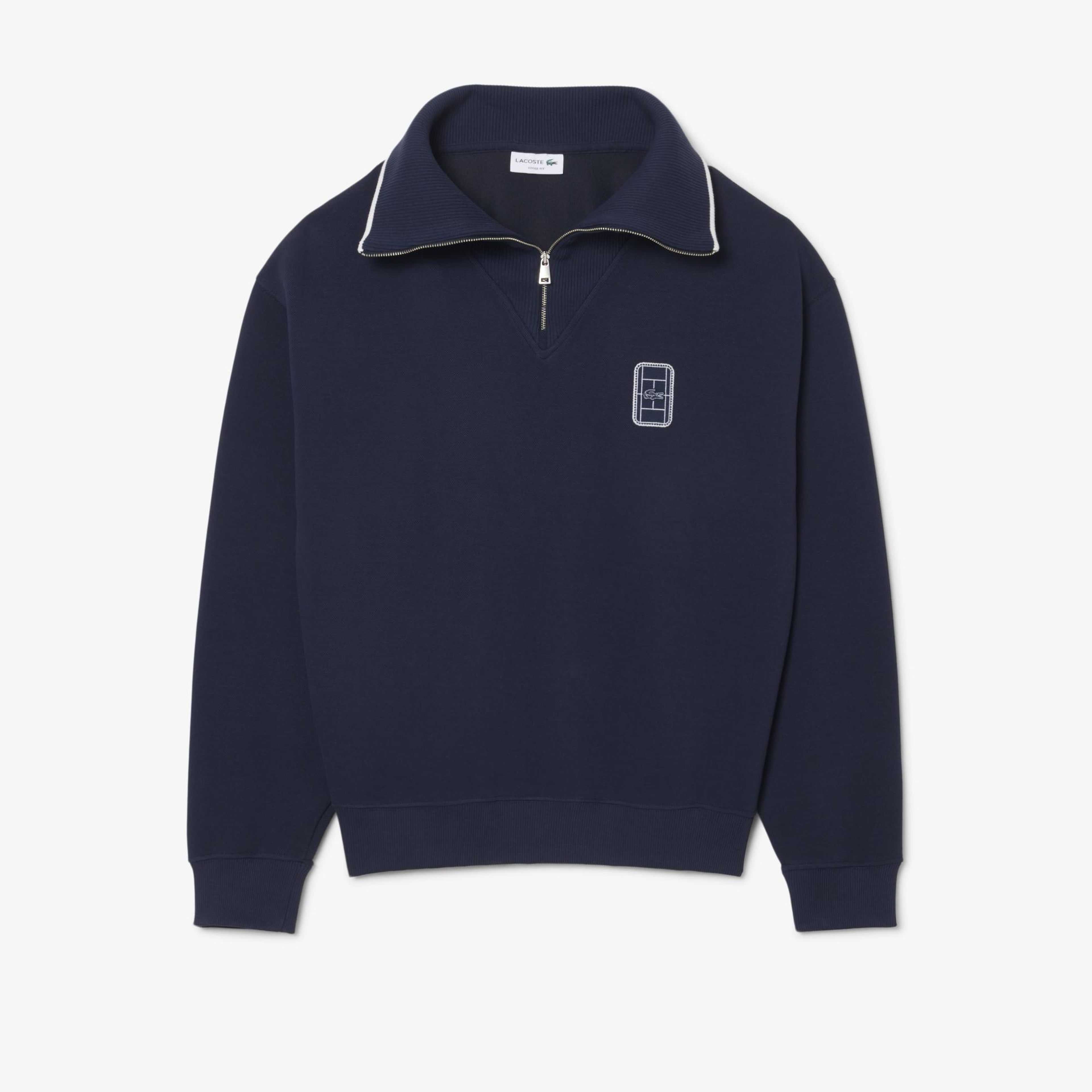 Erkek Loose Fit Yarım Fermuarlı Lacivert Sweatshirt