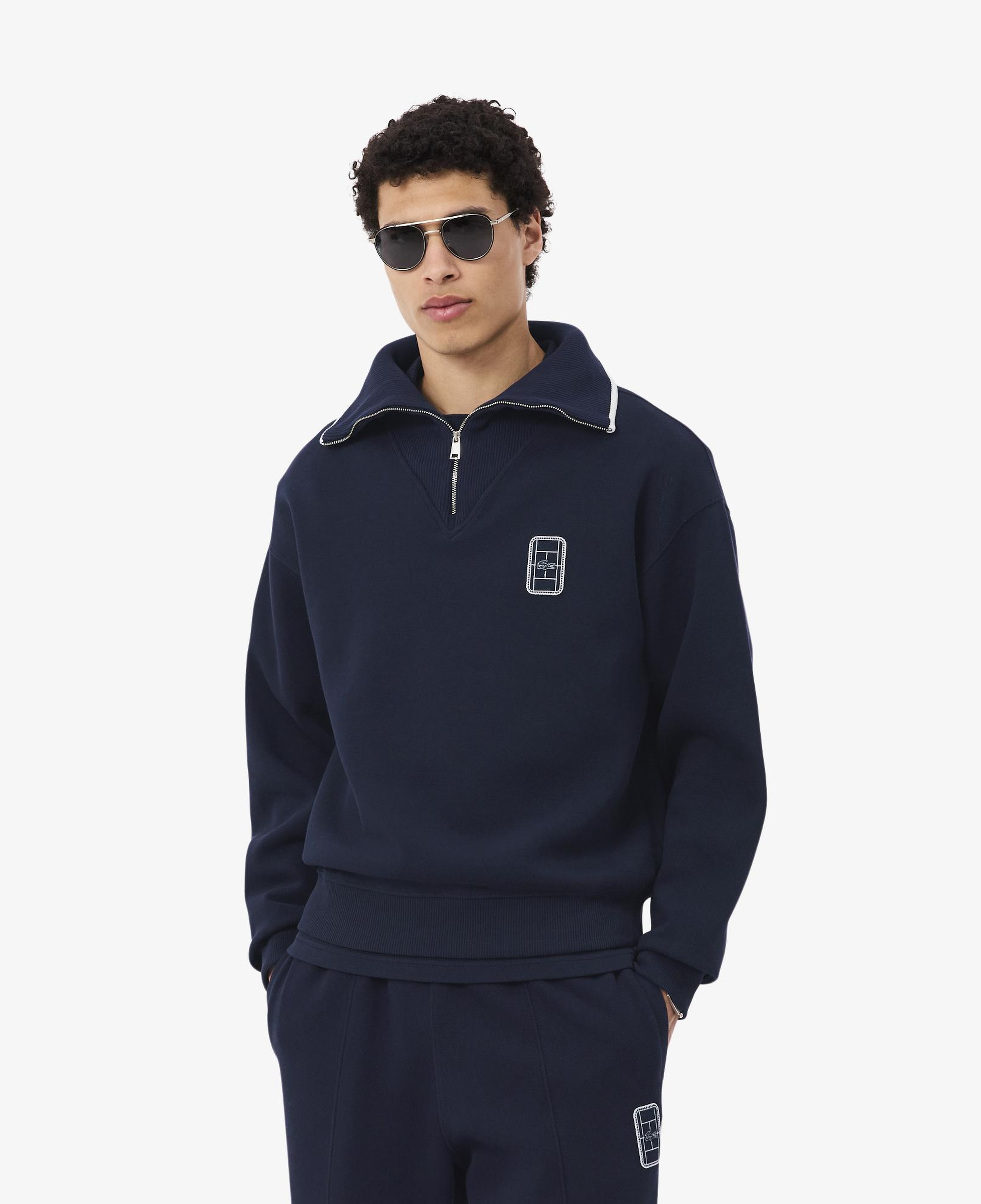 Erkek Loose Fit Yarım Fermuarlı Lacivert Sweatshirt