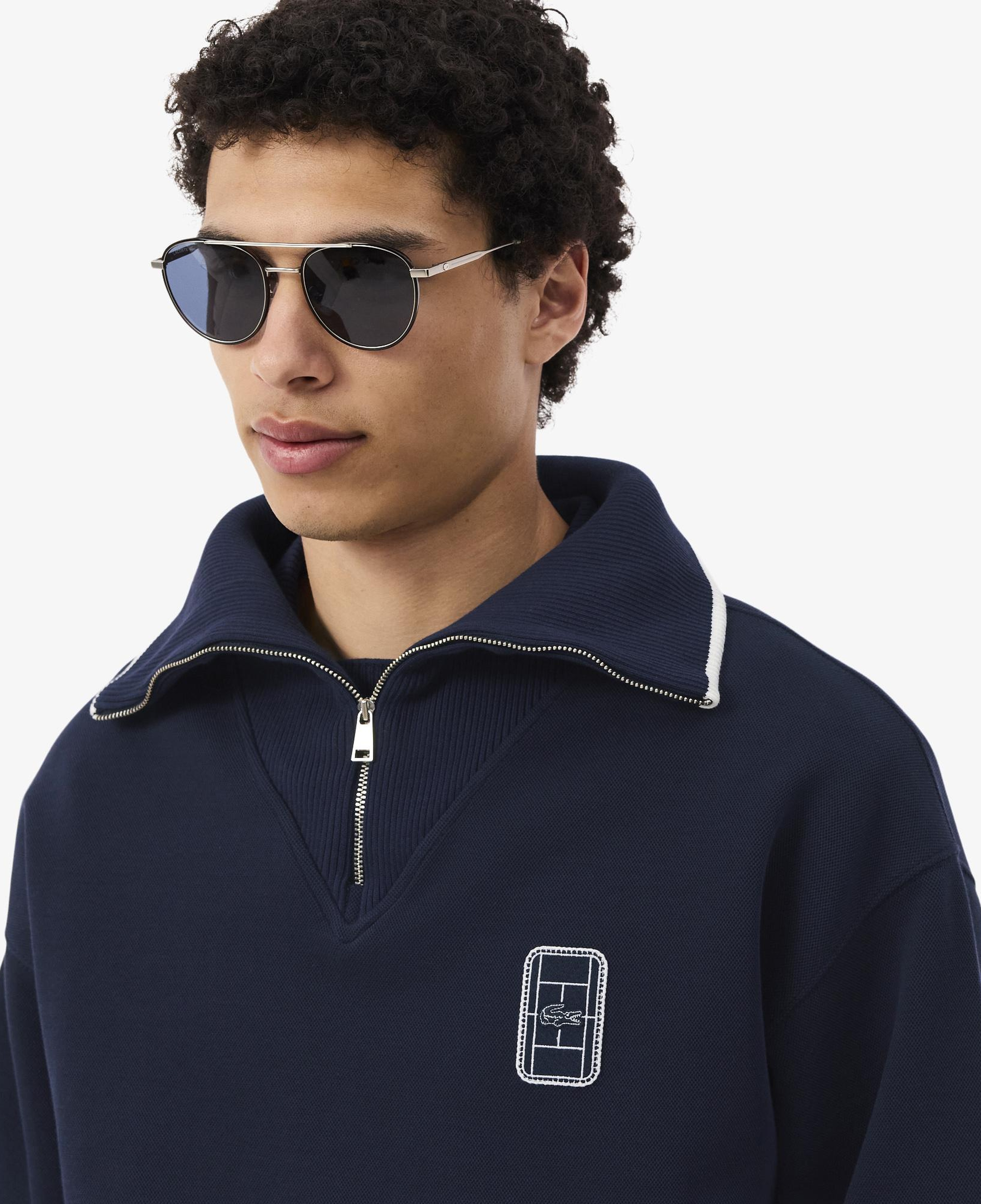 Erkek Loose Fit Yarım Fermuarlı Lacivert Sweatshirt