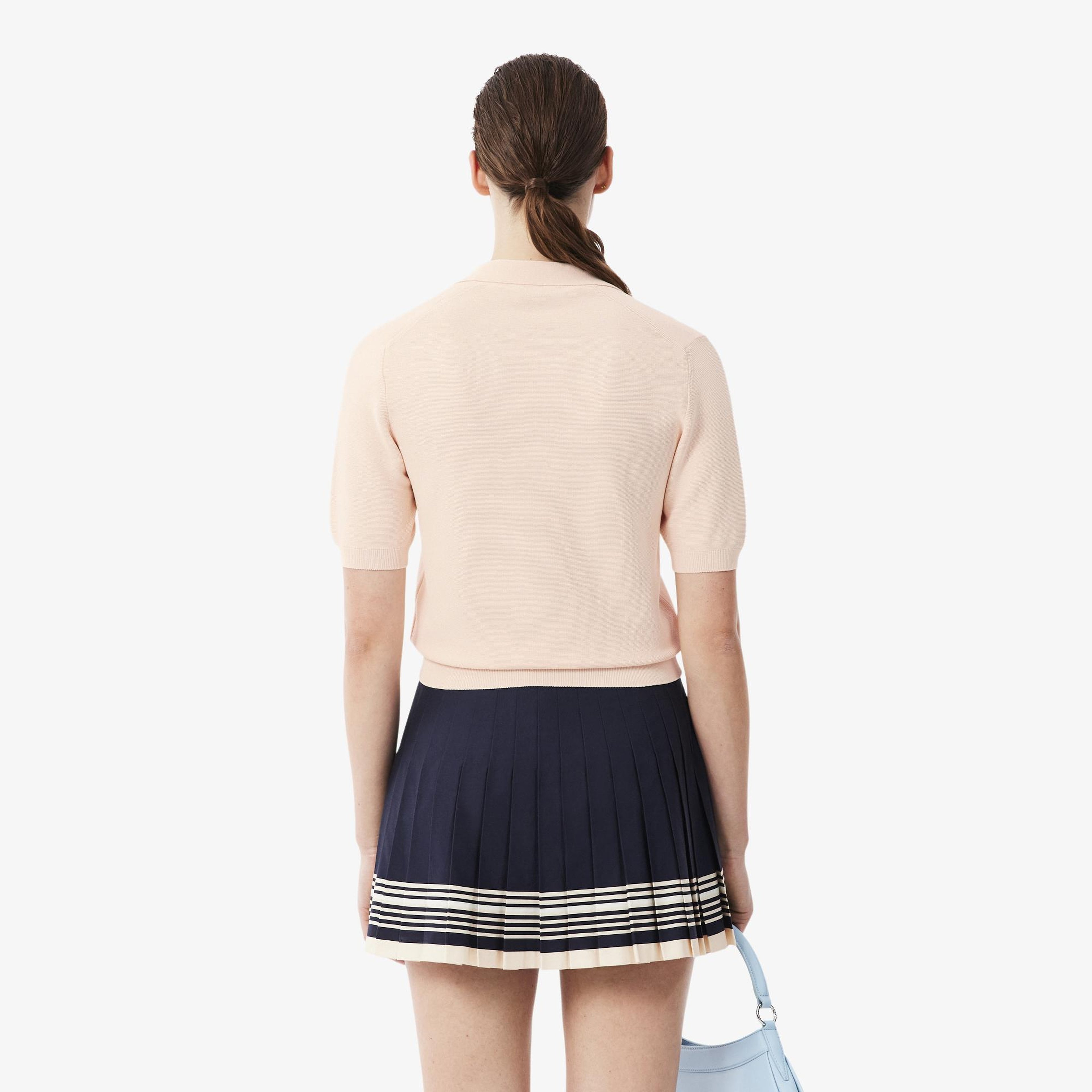 Kadın Regular Fit Kısa Kollu Polo Yaka Pembe Triko